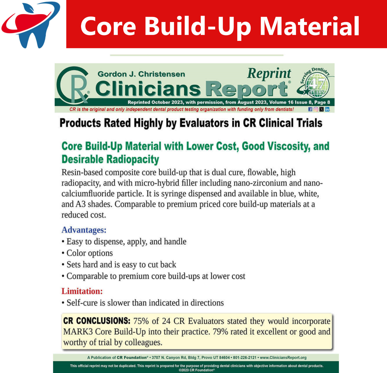 Dental Core Build-Up Dual Cure Automix 5ml (8.7gm) Automix Syr, 1 / 2/pk – MARK3