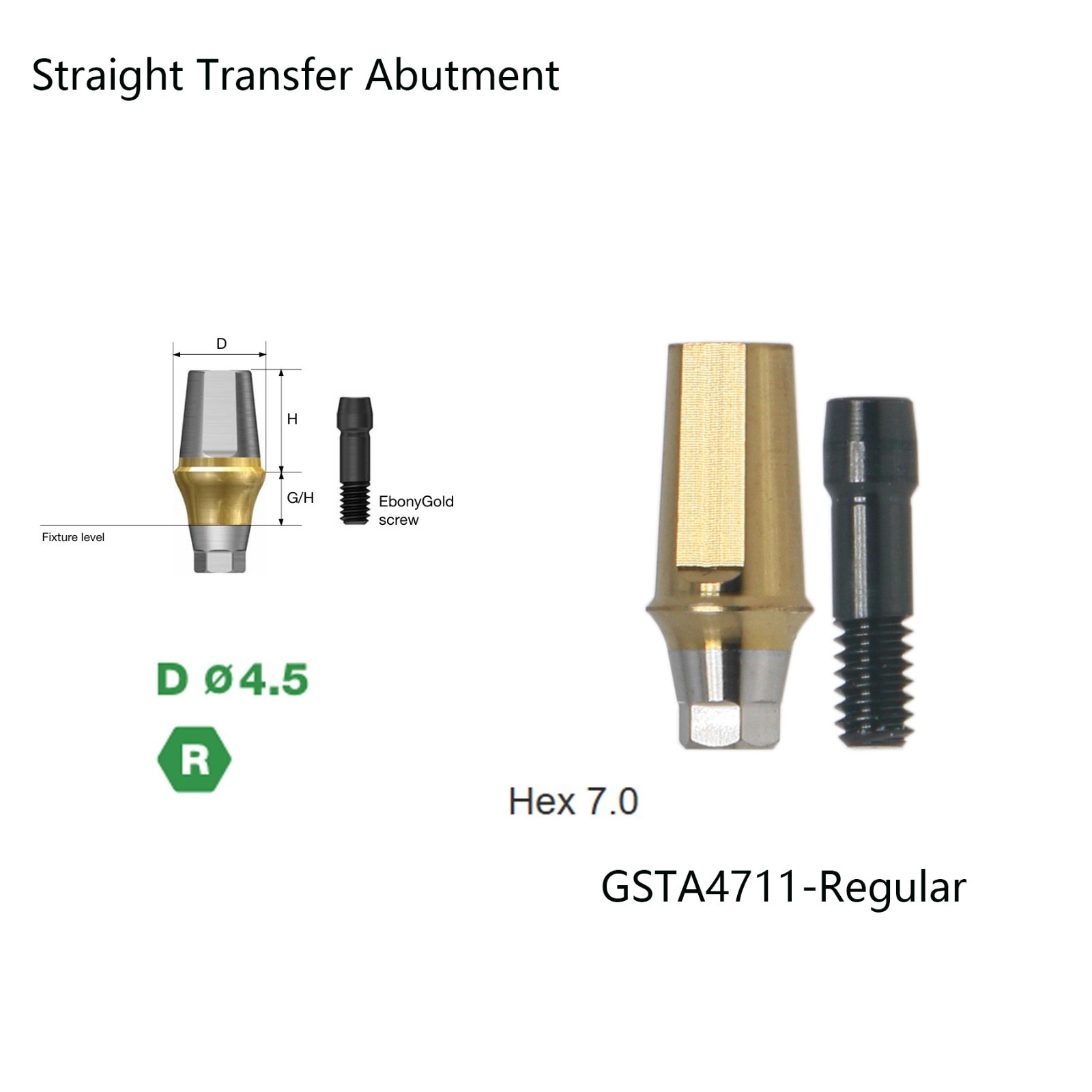 Hiossen ET TS Ti Straight Regular Hex Abutment Single Crown Implant Fixed Bridge