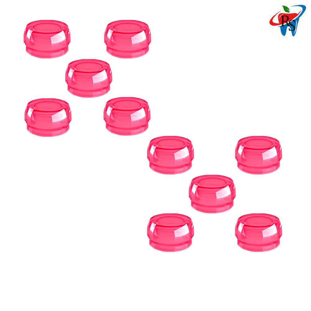 10pcs Dental Pink Silicone Caps Soft Retention 1200gr For Loc In Attachment