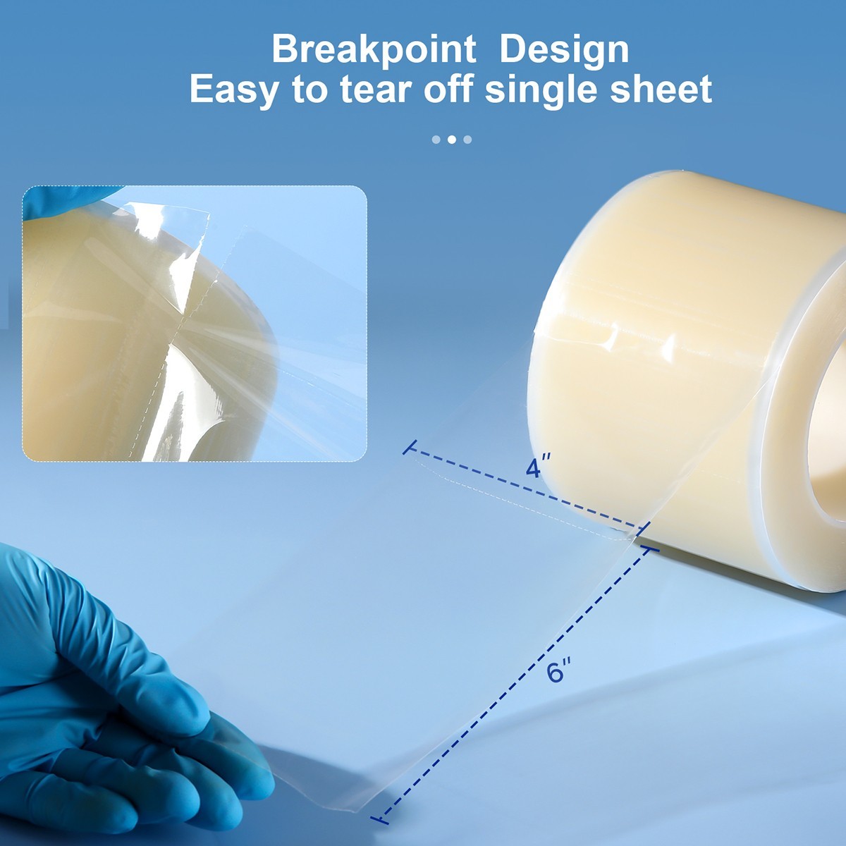 Dental Barrier Film Clear-Color Medical Tape Roll Adhesive 1200 Sheets 4″x6″