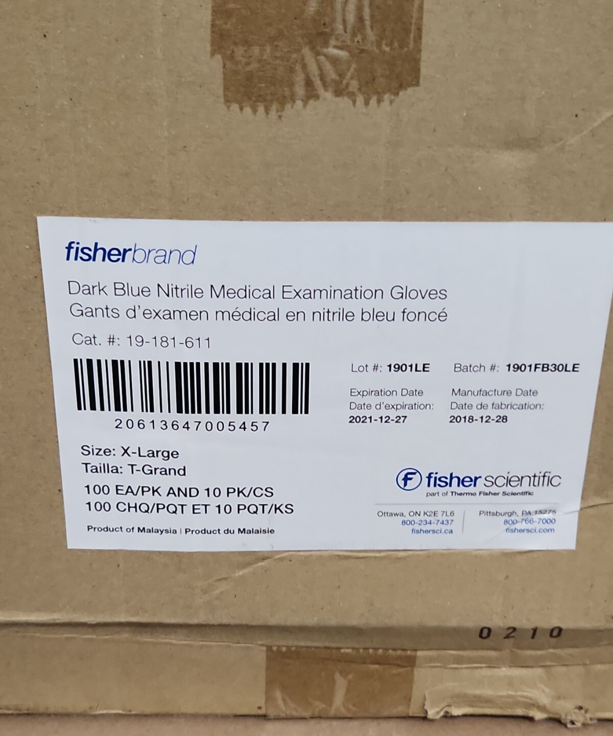 *NEW* CASE OF 900 Fisher Scientific 19-181-611 XL Medical Examination Gloves