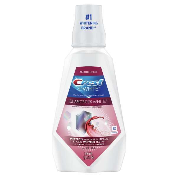 Crest 3D White Glamorous White Mouthwash, 946mL Bottle, Arctic