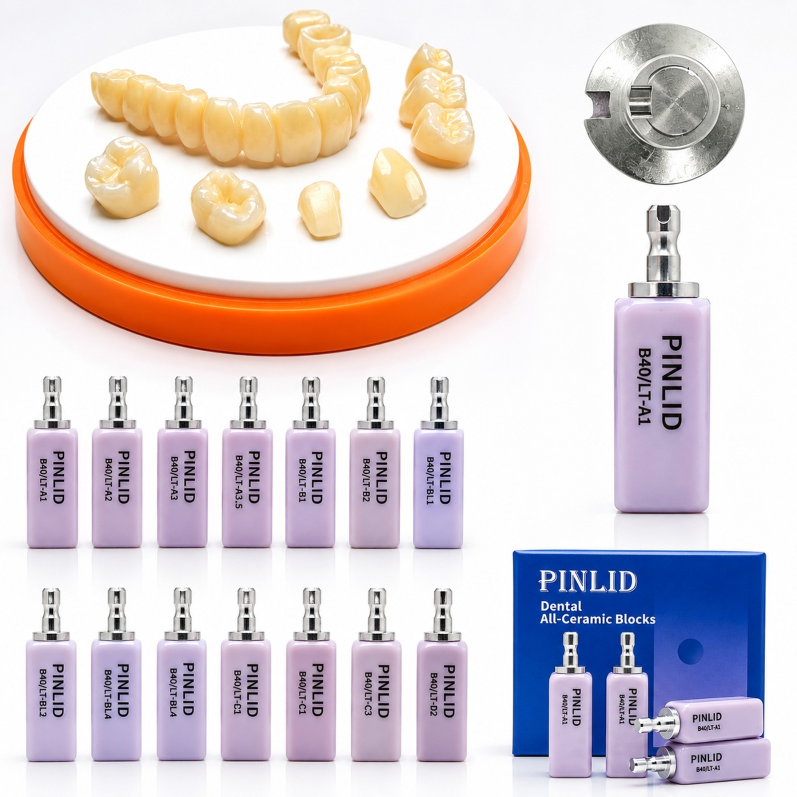 Dental Lithium Disilicate CAD/CAM Blocks B40 Glass Ceramic Crowns Veneers Inlays