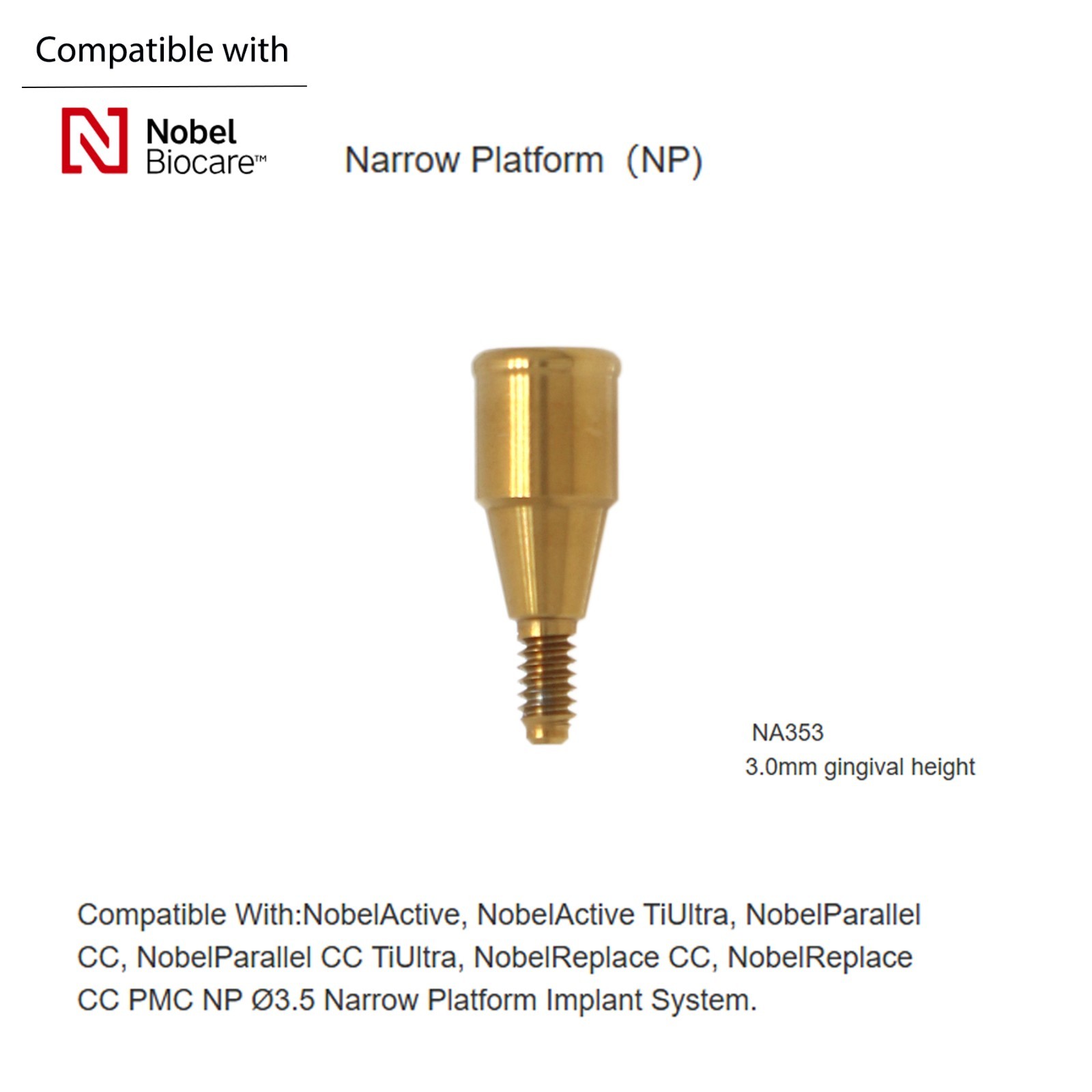 Nobel Biocare Locator abutment NP/RP conical Connection 1-5.0mm overdenture Fits