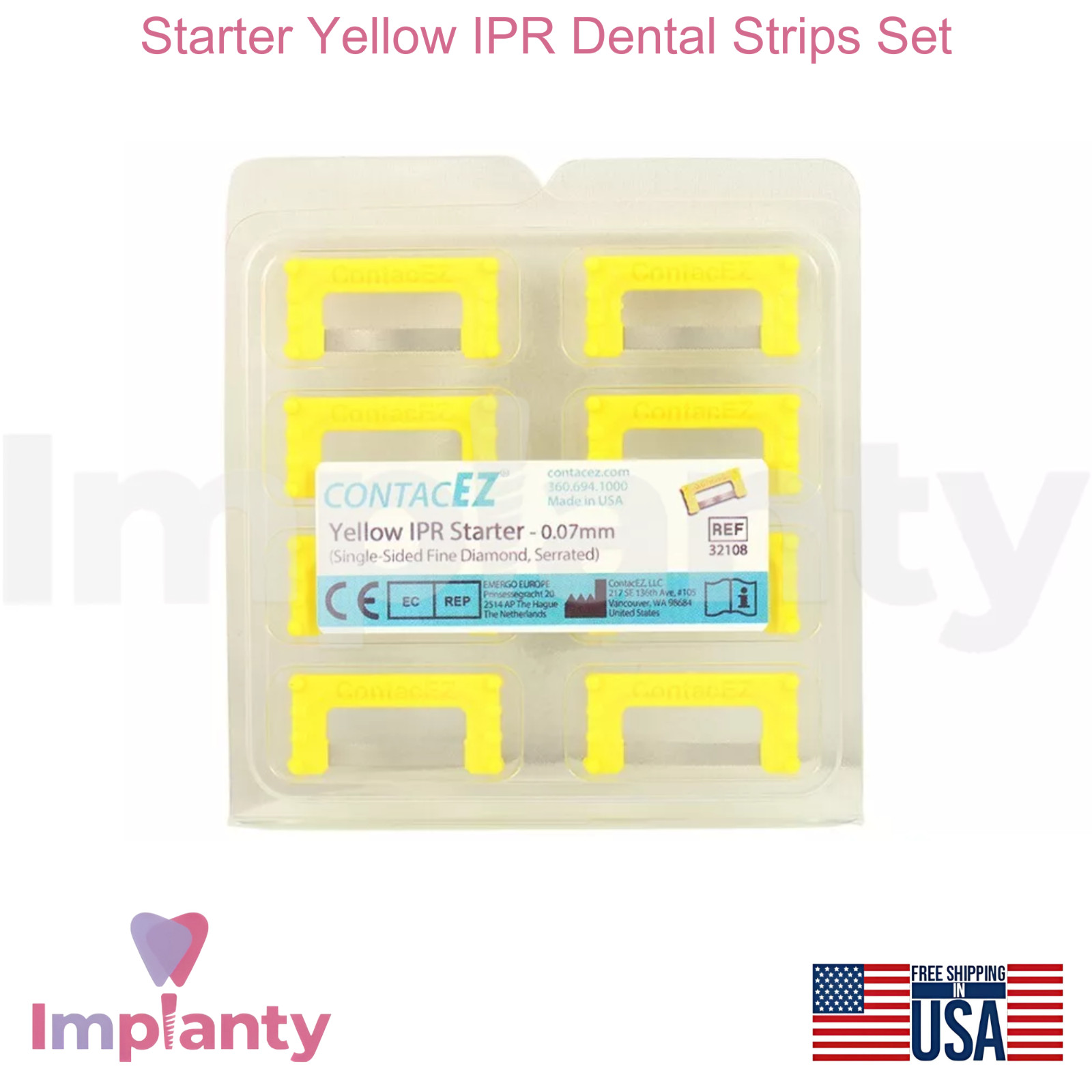 Starter Yellow IPR Dental Strips Set Extra-Fine Stainless Steel Diamond Coating