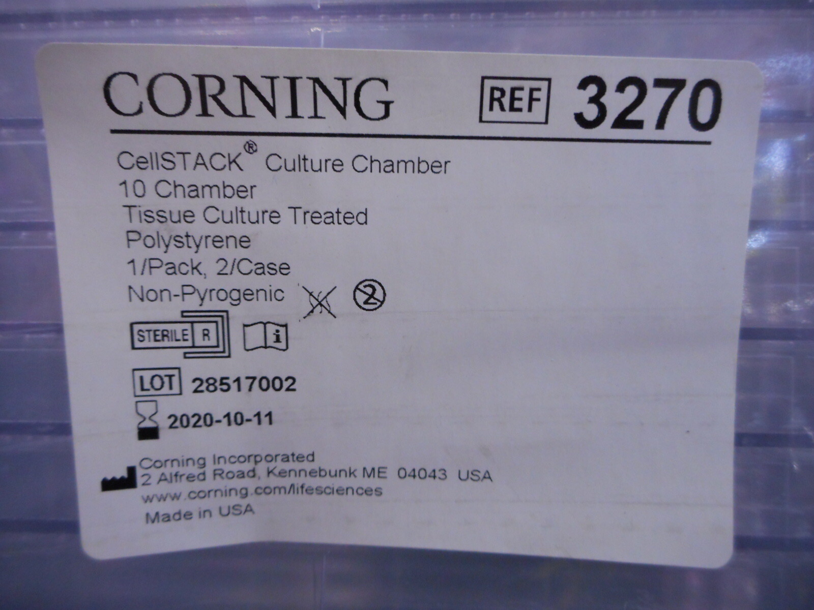 CORNING CellSTACK Culture Chamber 10 Chamber w/Vent Caps 3270 (1/pk)
