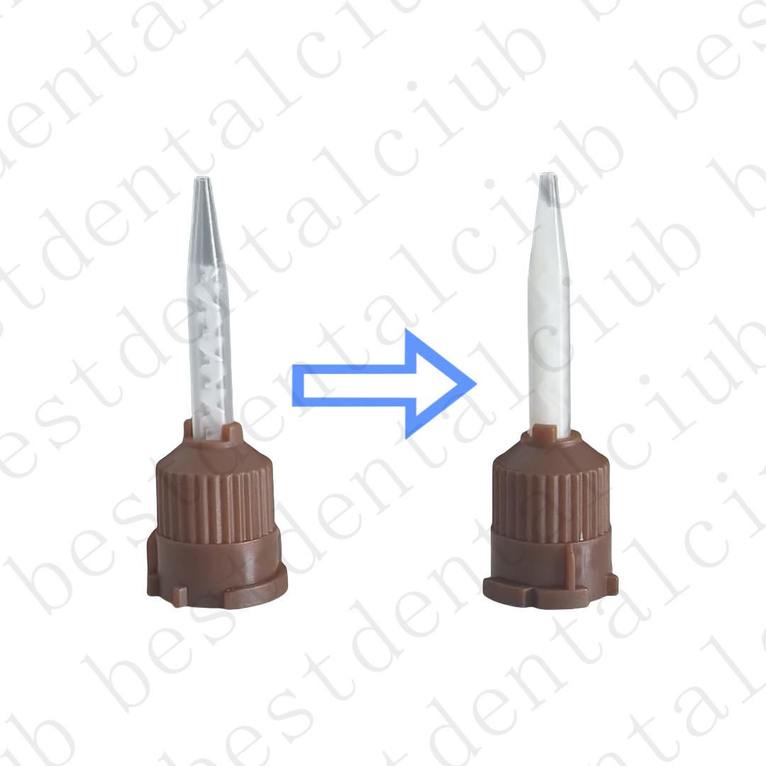 100Pcs Dental HP Mixing Tips For Temporary Cement Impression Material Brown 1:1