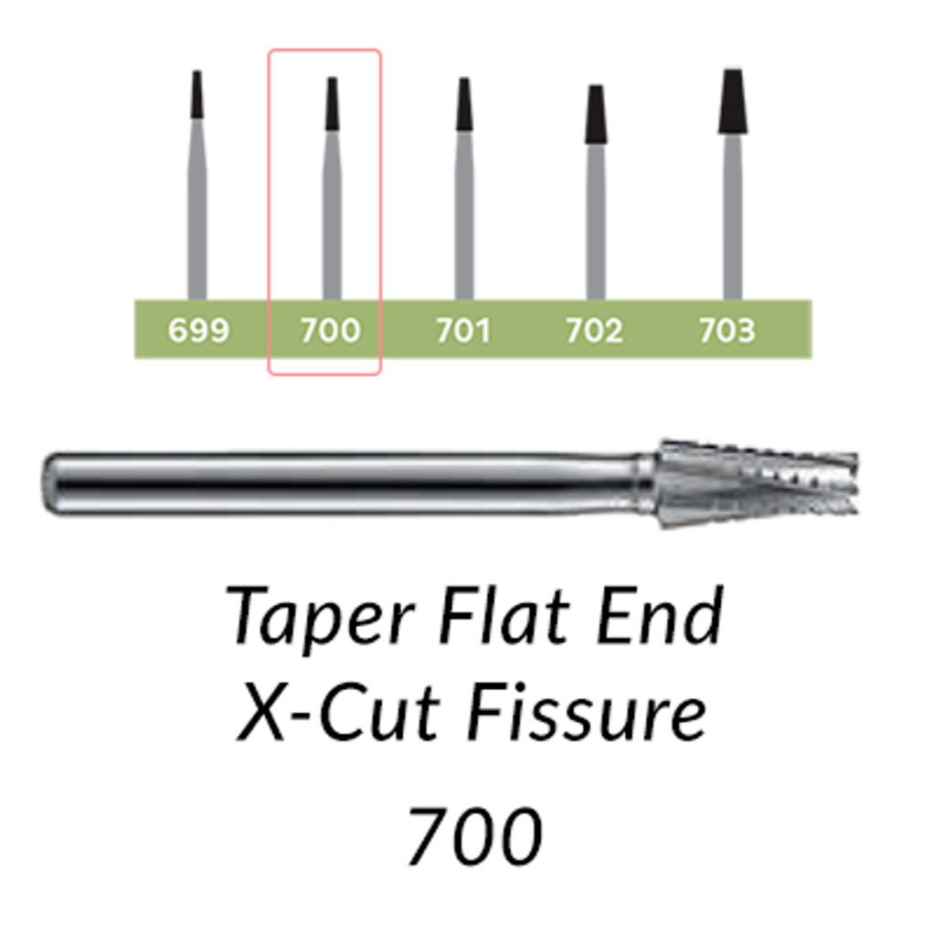 Henry Schein Maxima One Piece Carbide Burs FG 700 Taper Flat End Shape 10/Pack