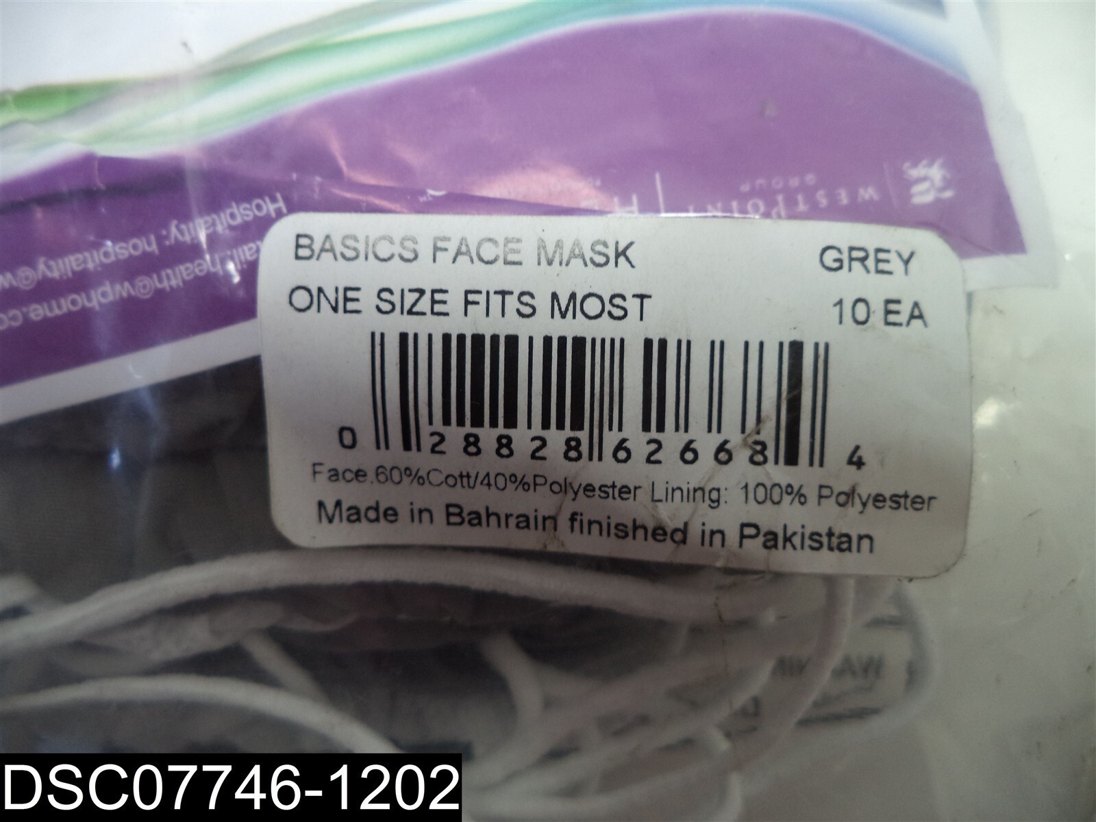Qty=10: WestPoint Greay Basics Face Masks One Size 0288286226684