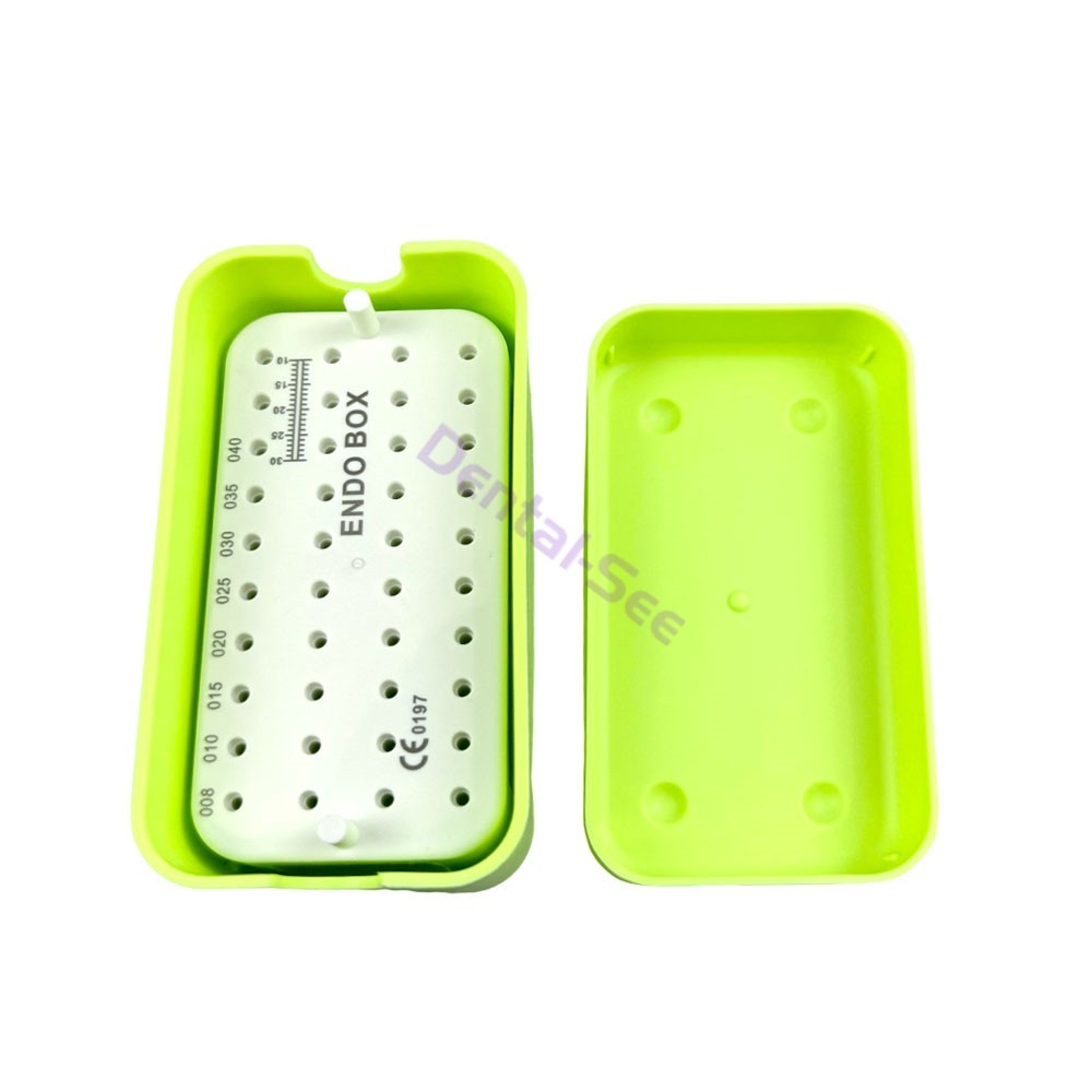 40 Holes Dental Endo Box FG Files Bur Holder Autoclave Disinfection Box Ruler