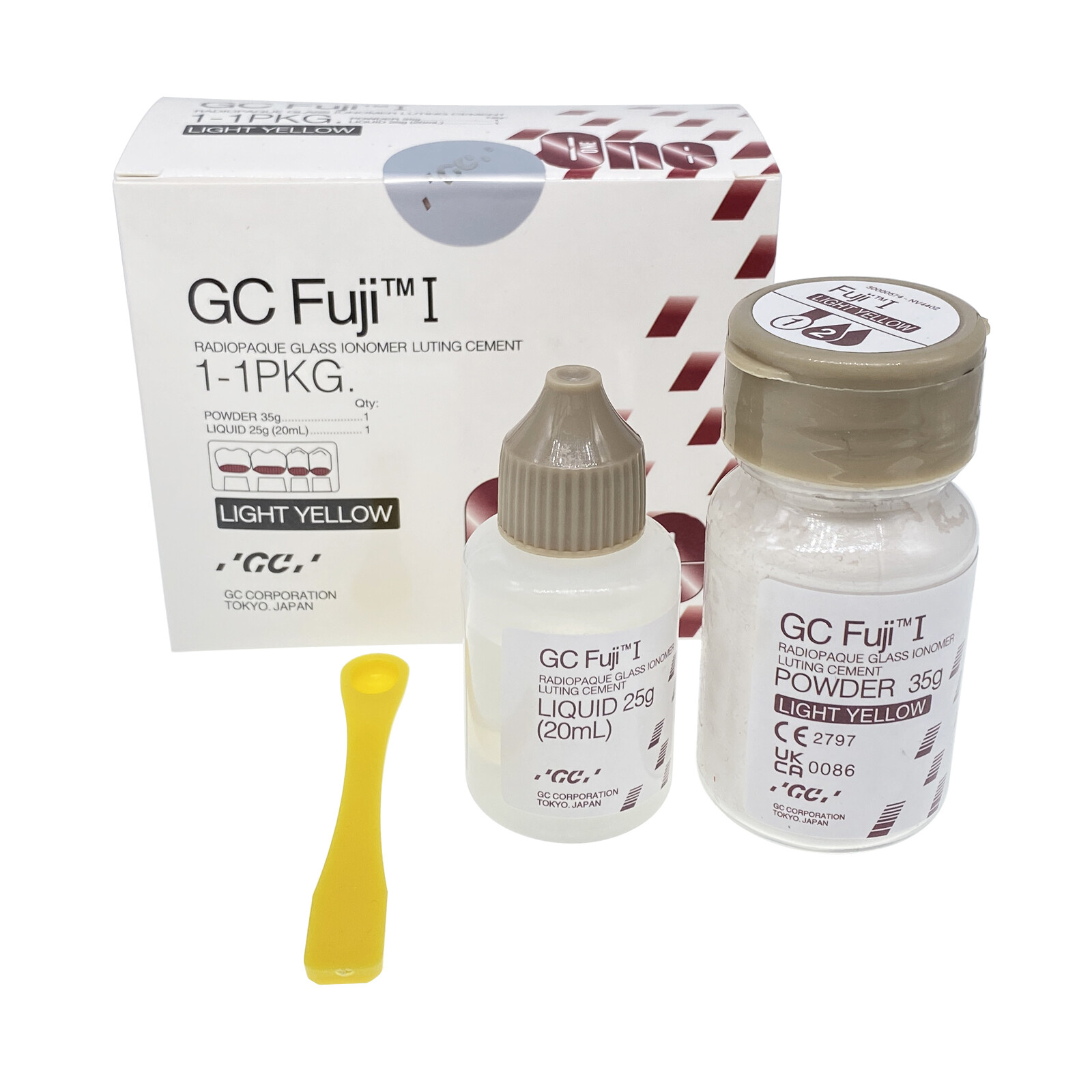 Dental Fuji I GIass lnomer Luting Cement Set 35g Powder 25g Liquid Light Yellow