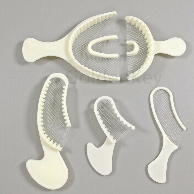 Dental Disposable Trays Impression Bite Registration White Blue Tray Net Mesh