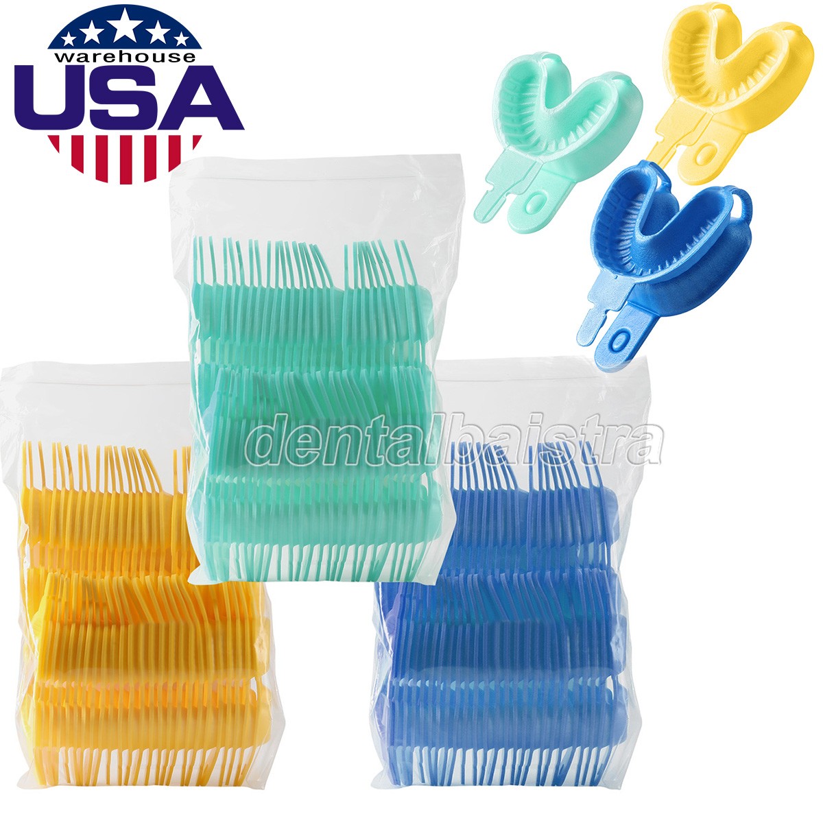 Disposable Dental Fluoride Trays Dual Arch Tray for Gel Foam S/M/L 2Ppcs=1 Pair