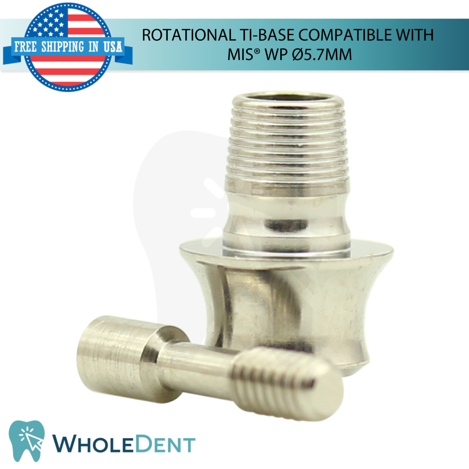 5x Dental Rotational Ti-Base Ø5.7mm WP MIS® Compatible Int Hex System 2.45mm