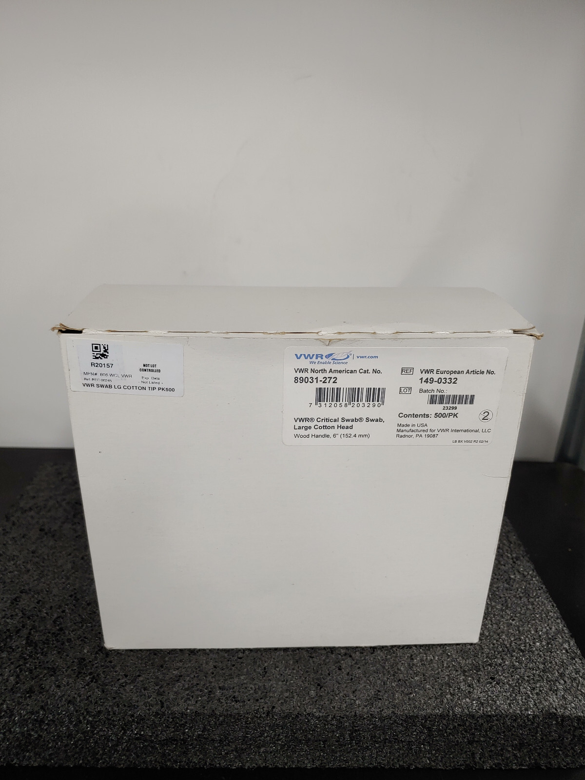 500 Box VWR 149-0332 Large Cotton Head Critical Swab