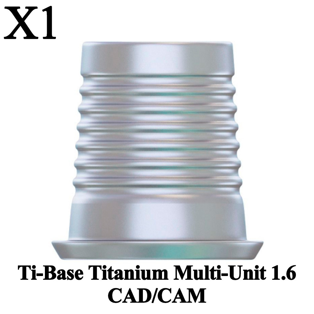 1x Prosthetic Ti-Base Titanium Multi-Unit 1.6 CAD/CAM Digital Dental Lab Library