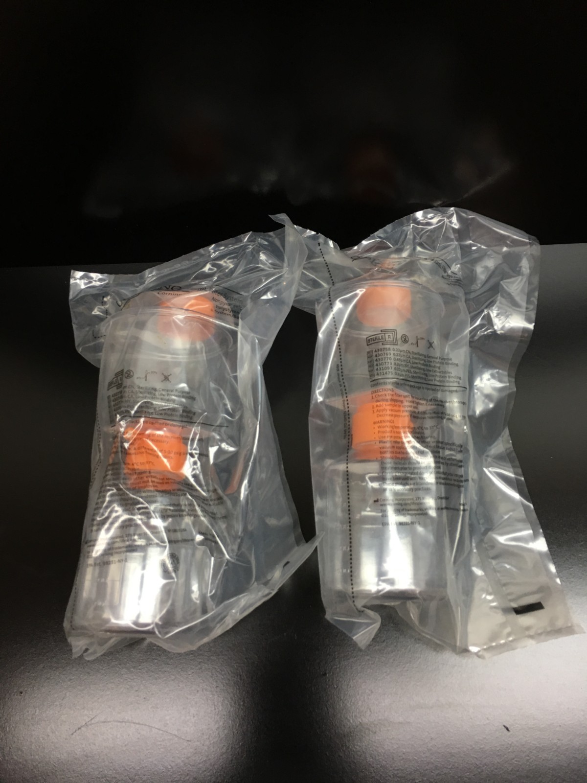 CORNING REF 431097 Vaccum Filter Bottle System 500mL 45mm Neck 0.22um Lot 2 PCS