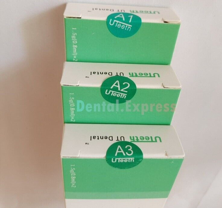 Dental Flowable Composite Flow Resin 2 Syringes Light Cure Resin A1 A2 A3 w/Tips