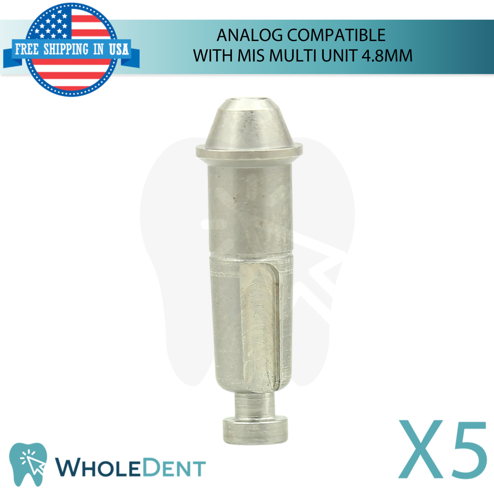 5x Dental Digital Analog Compatible MIS® Multi Unit System Ø4.8mm Replicate