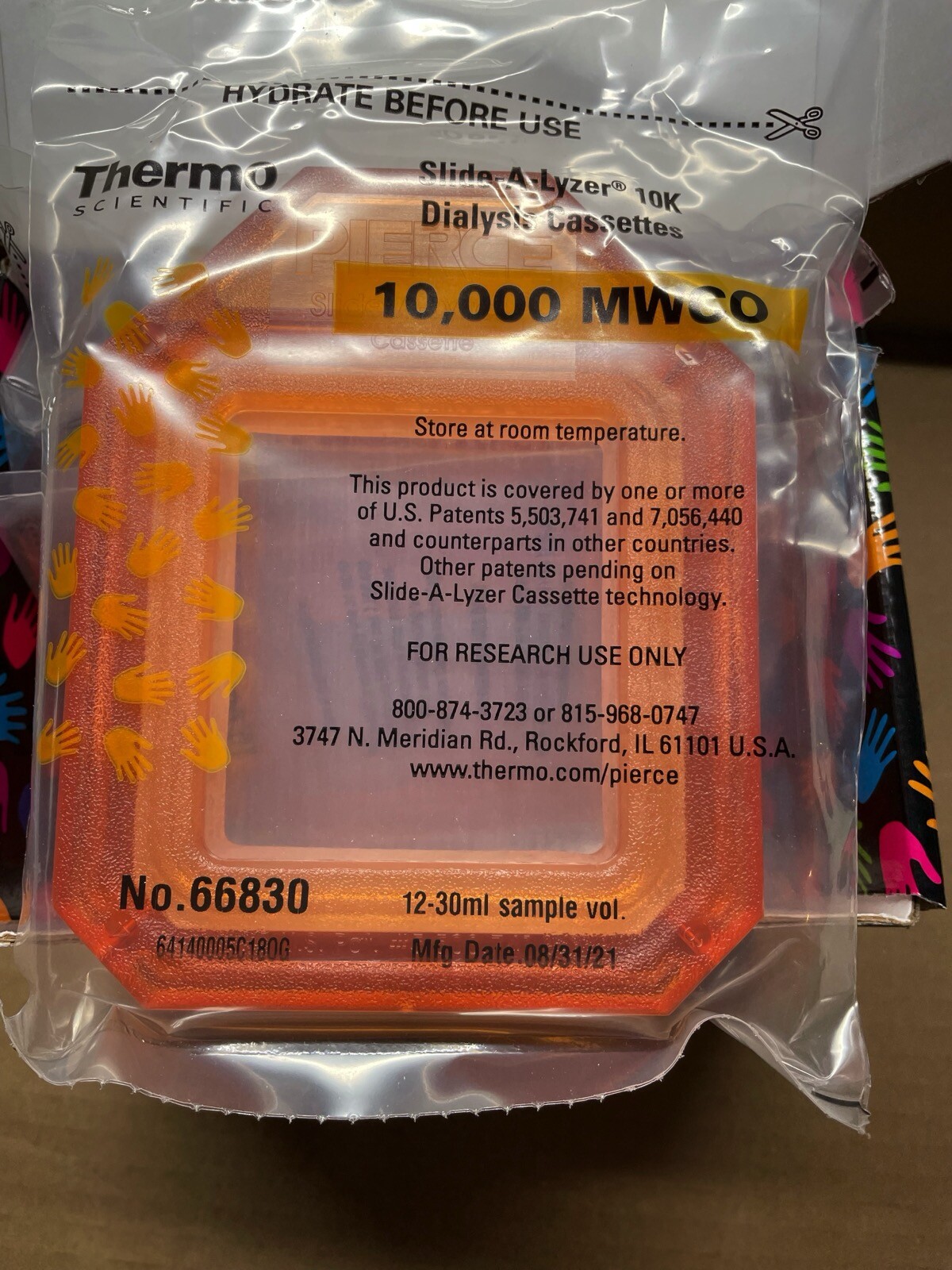 Pierce Thermo Slide-A-Lyzer Dialysis Cassette, 10k MWCO, 12-30 mL, #66830, 4 pk