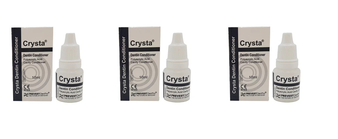 3 x Dental CRYSTA Dentin Conditioner 10ml Polyacrylic Acid Cavity Conditioner