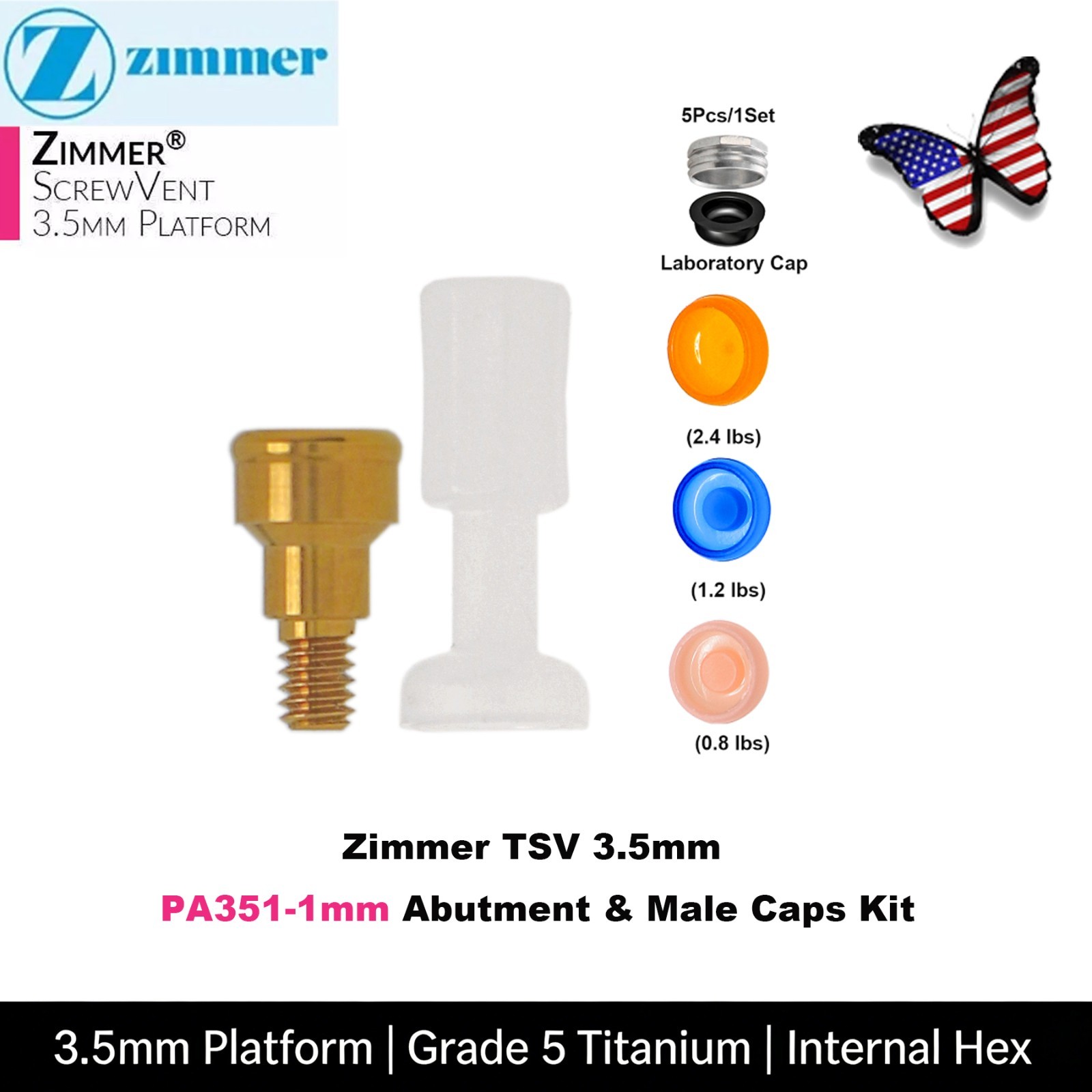 Overdenture Locator Abutment Removable Anchor Internal Hex BioHorizons Tapered