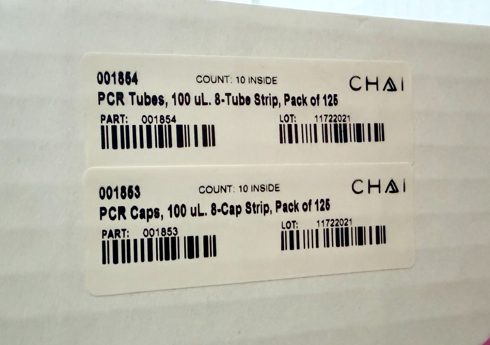 AXYGEN PCR-0108-LP-RT-C Strip Tubes 0.1mL 8-well strip Optical Caps Case 10 Boxe