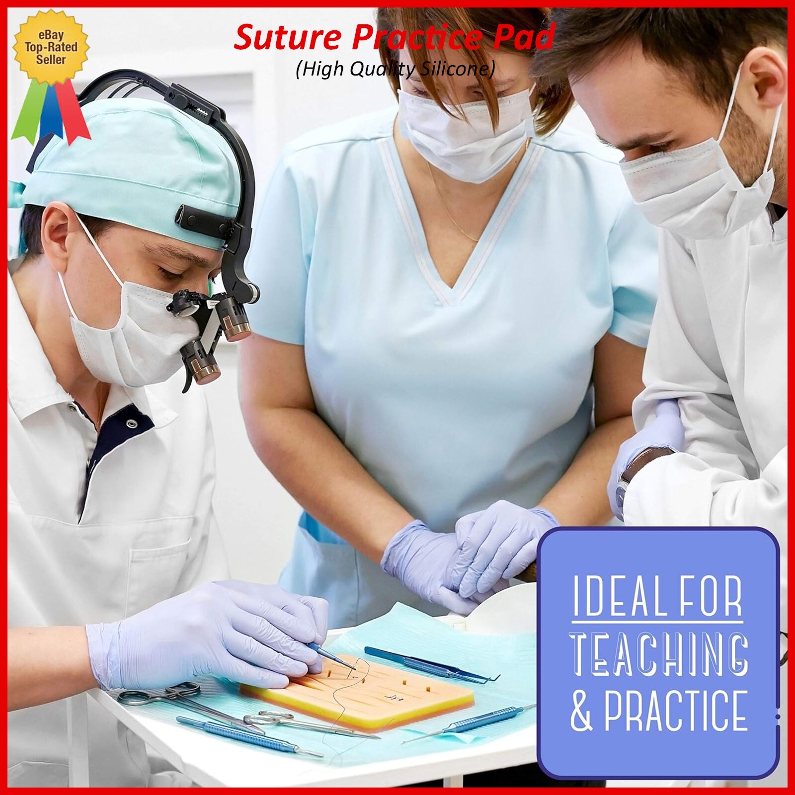 Medical Skin Suture Practice Silicone Pad Wound Simulated Surgical Training Kit