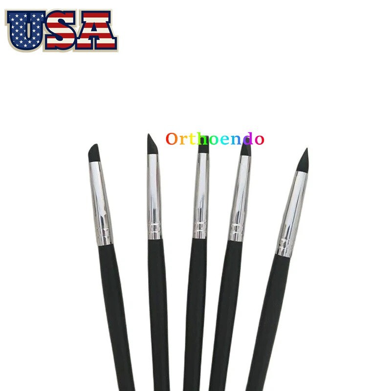 10 Set Dental Composite Resin Veneer Cement Porcelain Brushes Silicone Brush Pen