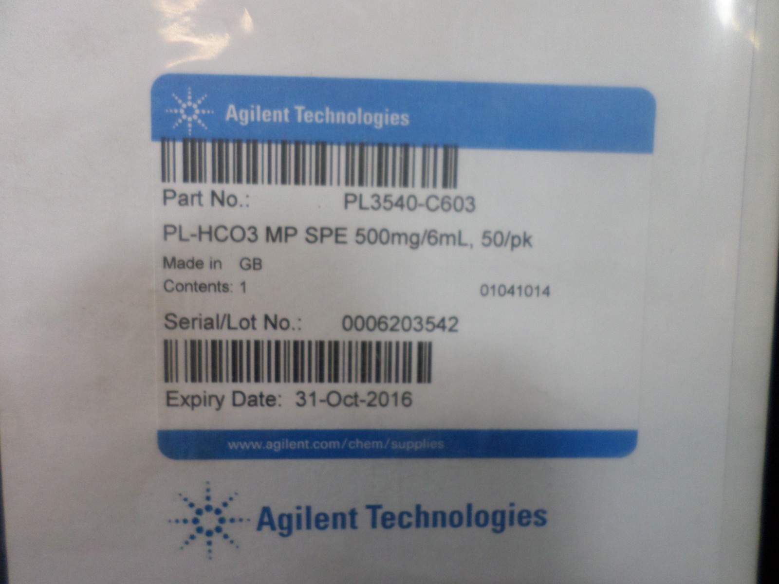AGILENT StratoSpheres PL-HCO3 MP SPE 500mg/6mL Devices PL3540-C603 (Pack of 50)