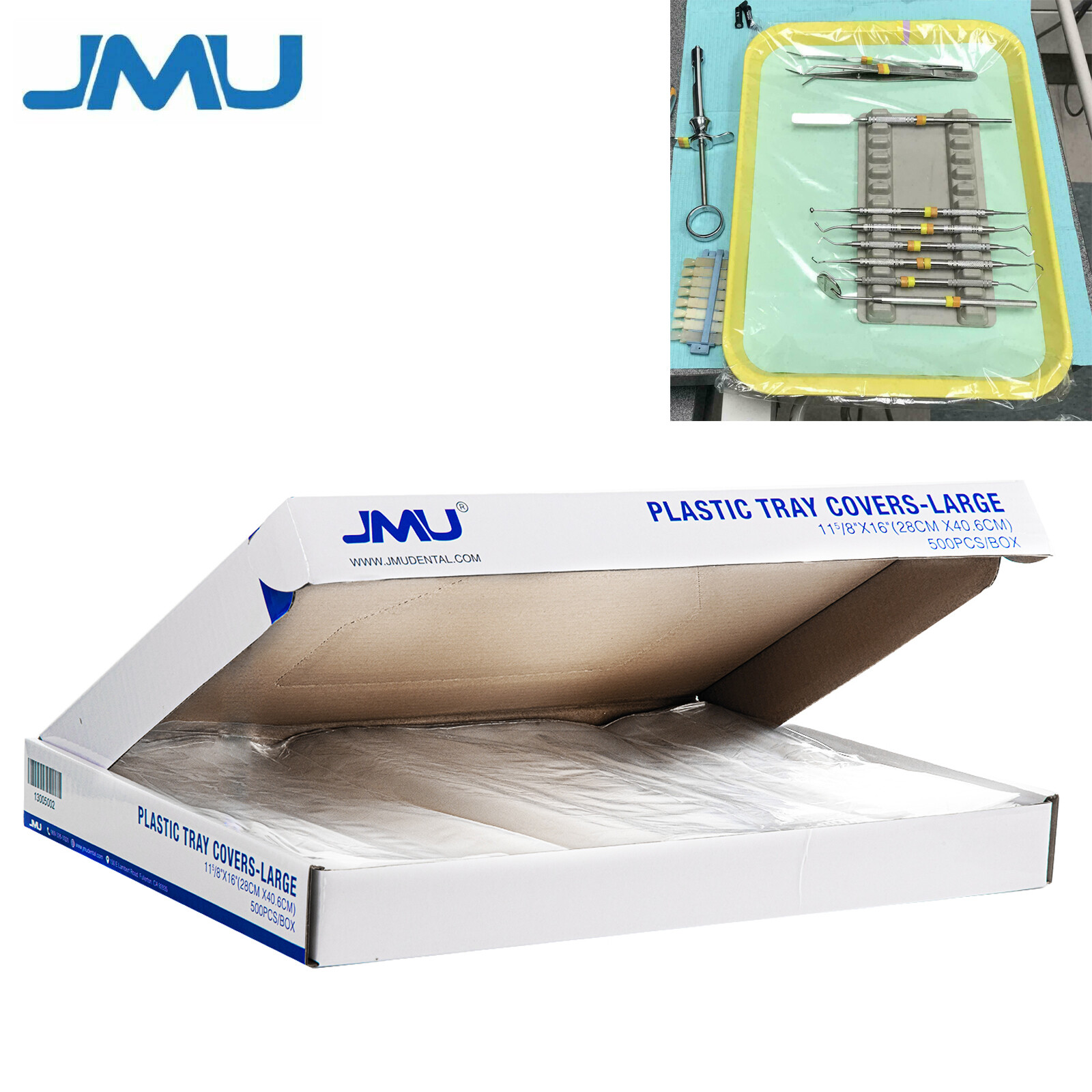 JMU Dental Tray Sleeve Clear Cover Plastic Disposable Cover Size E 11-5/8″ x 16″
