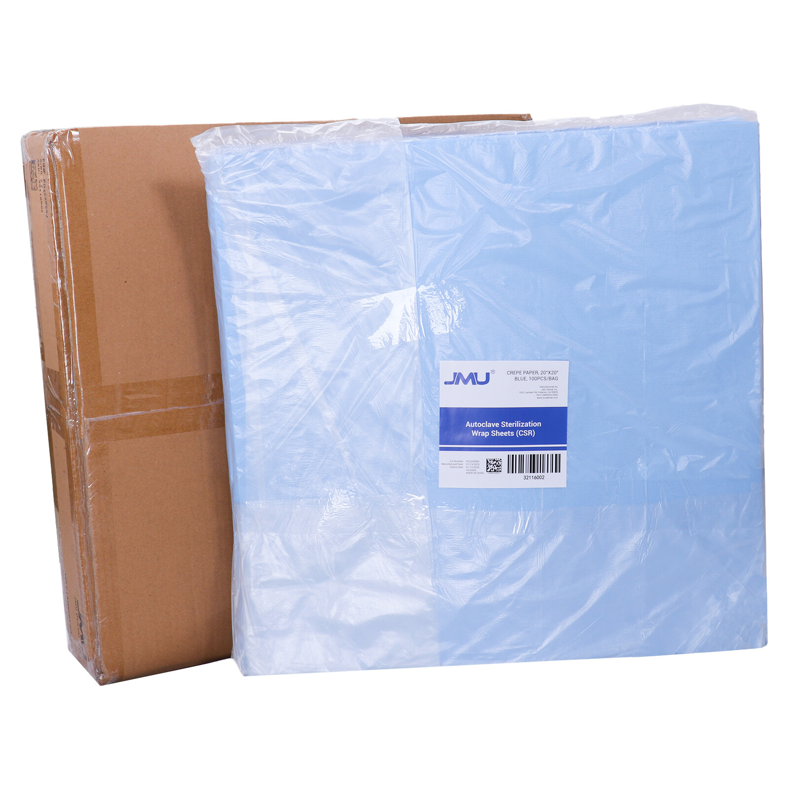 100pcs Autoclave Sterilization Wrap Sheets (csr) Crepe Paper 24″x24″ Blue