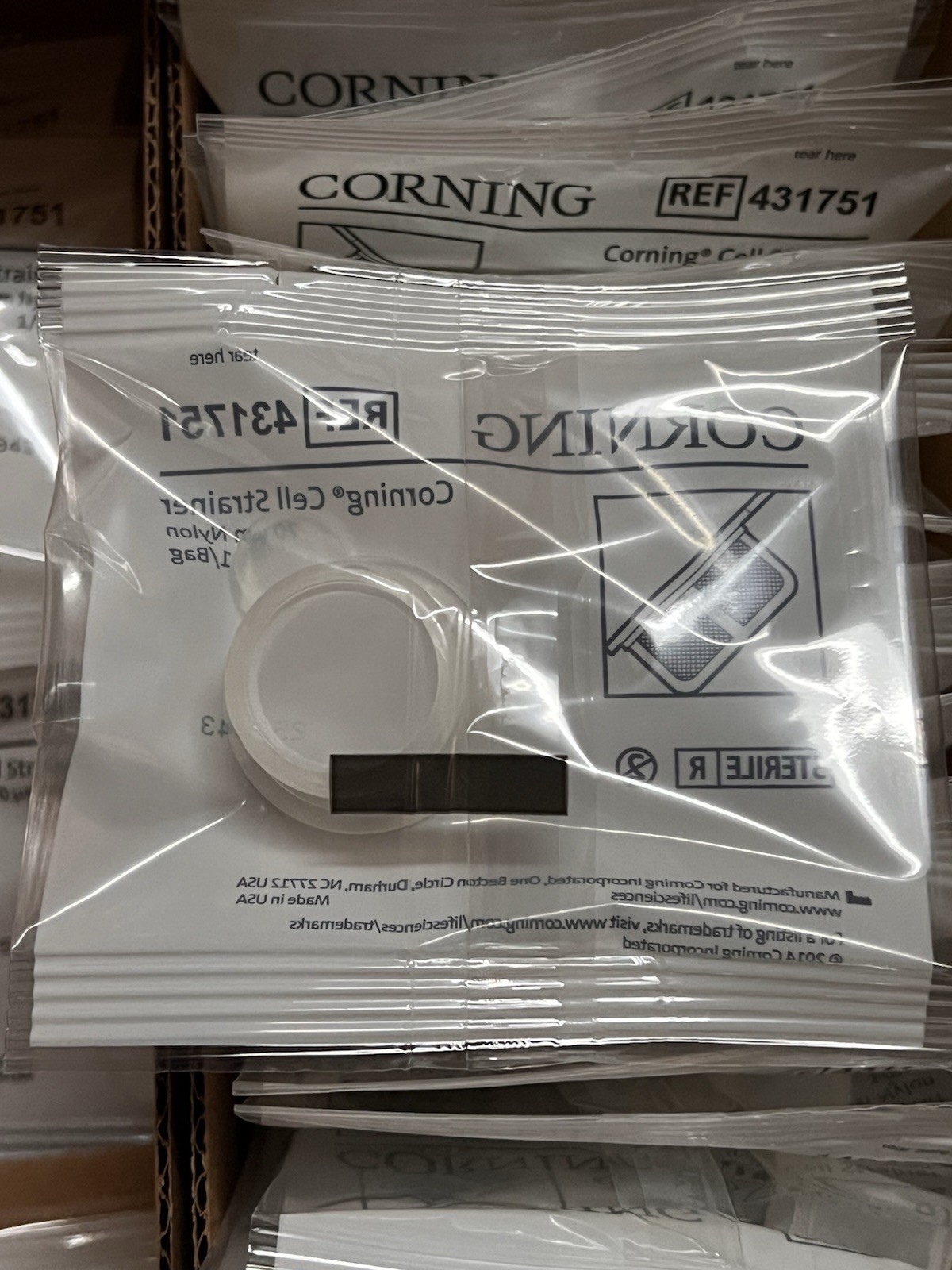 Lot of 29 CORNING 431751 70µm Cell Strainer Sterile Individually Packaged, White