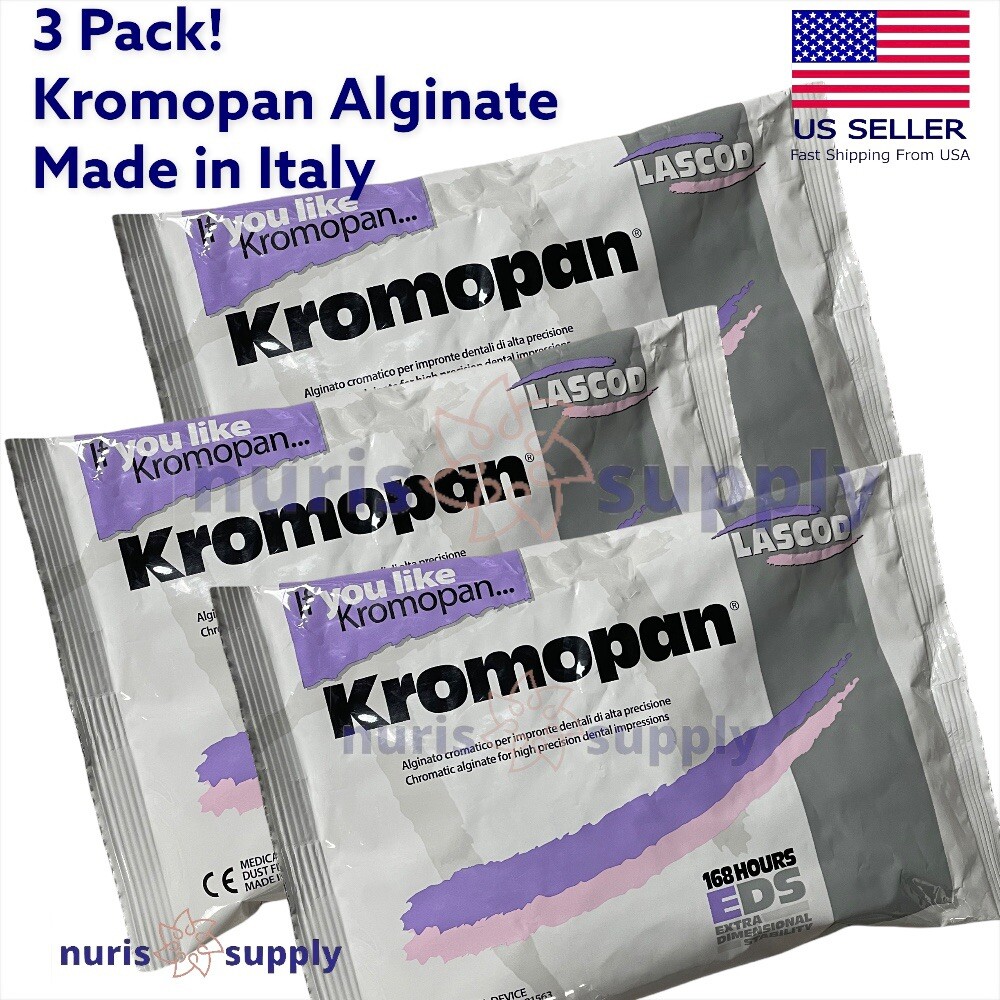 3 Pack Chromatic Kromopan Alginate Fast Dental Impression Material Color-Change