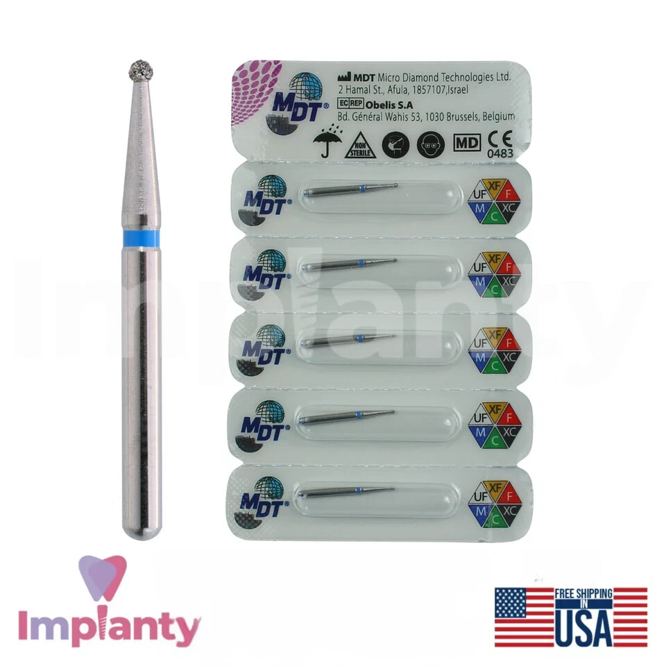 MDT Dental Round FG Diamond Burs 001 Caries Removal Cavity Preparation Dentist