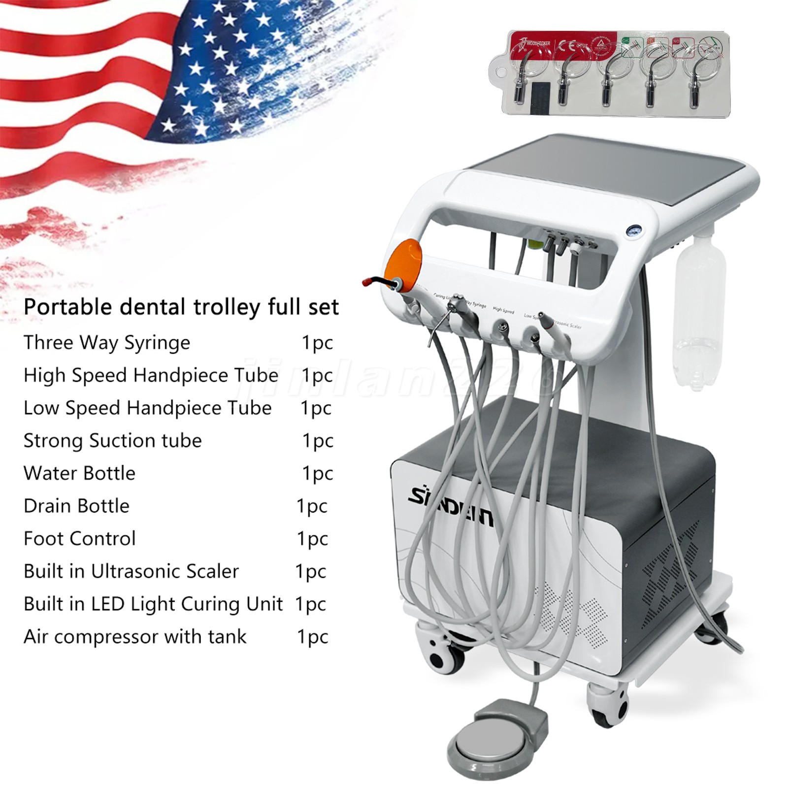 Portable Dental Delivery Unit With Air Compressor Strong Suction 4Hole
