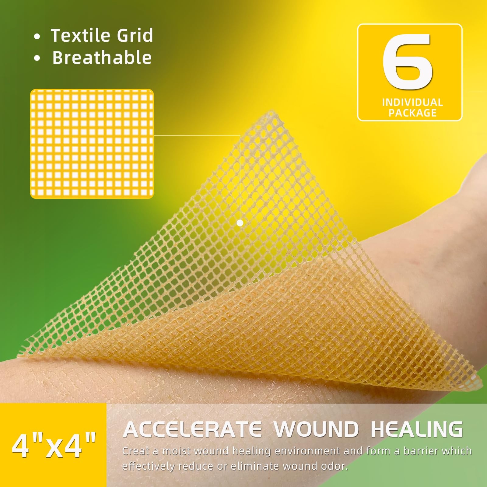 POLYNEW Manuka Honey Gauze Dressing, 6 4″x4″-6 Pack/Box