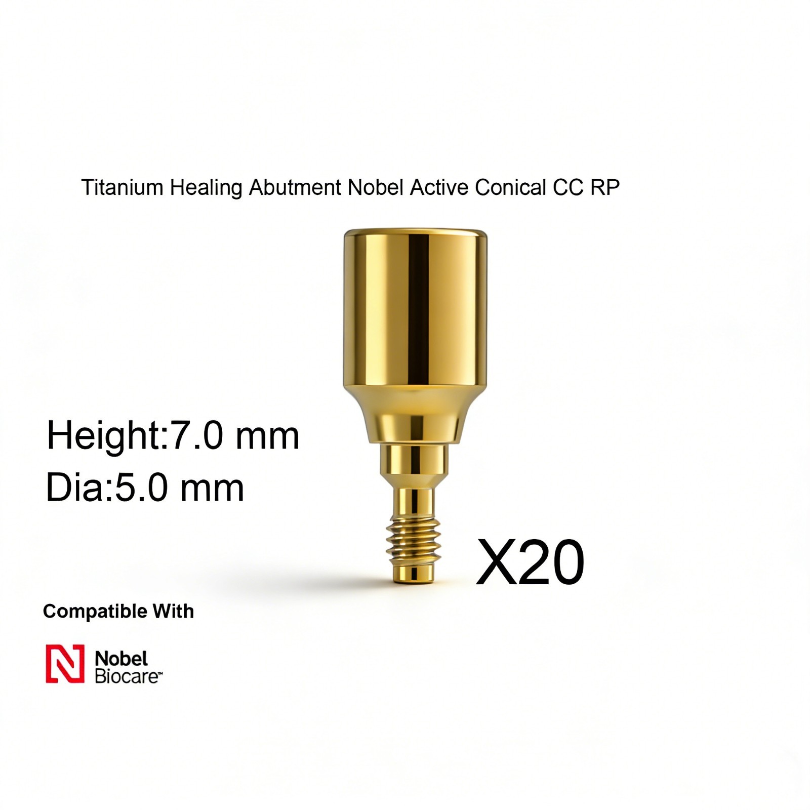 20Pcs Dental Nobel Biocare Healing Abutment Cap Ø3.6/5/6 Conical NP/RP H3/5/7mm
