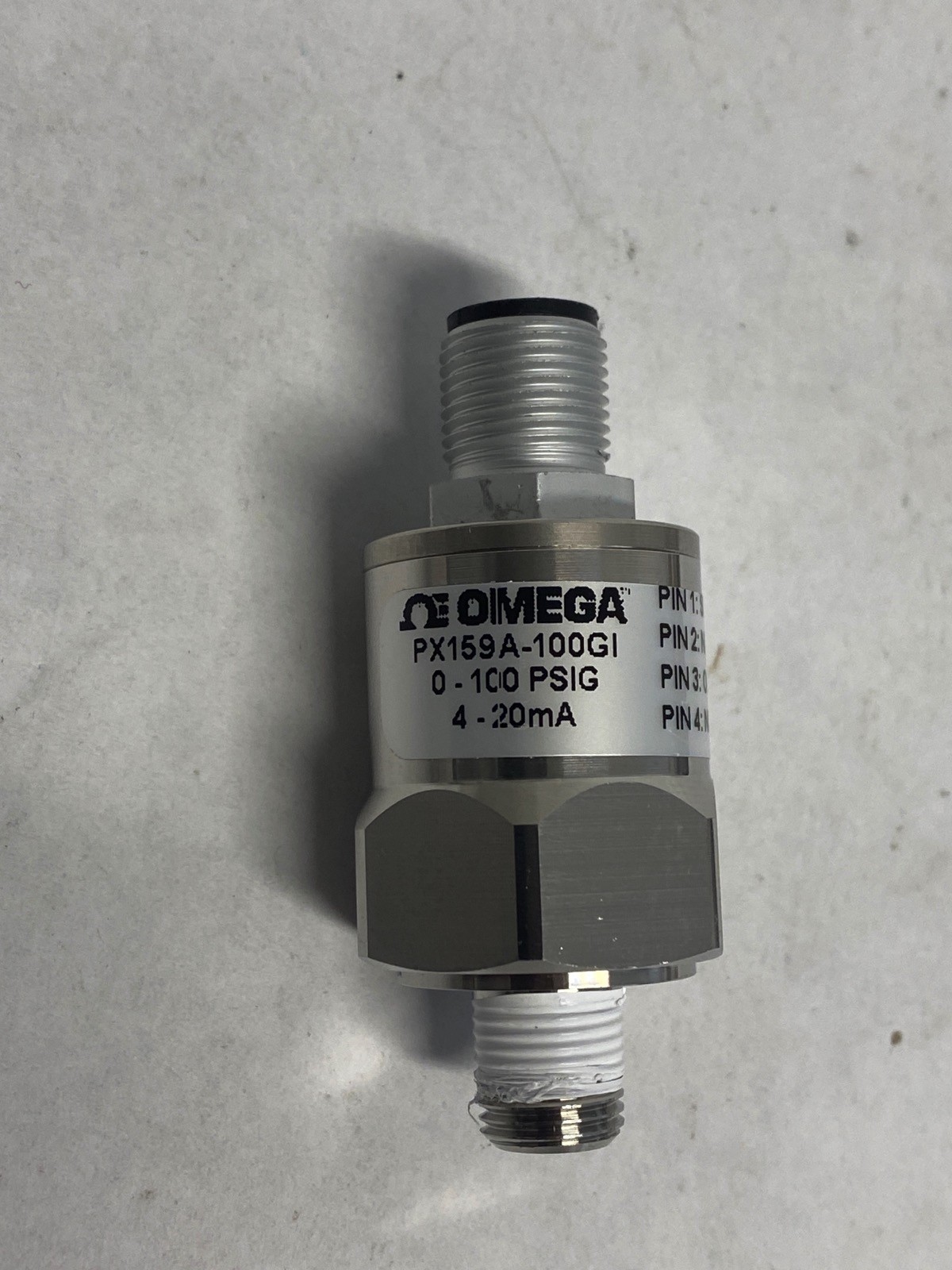 Used OMEGA Pressure Sensor Transducer Gauge M12 4-Pin F Connection PX159A-100GI