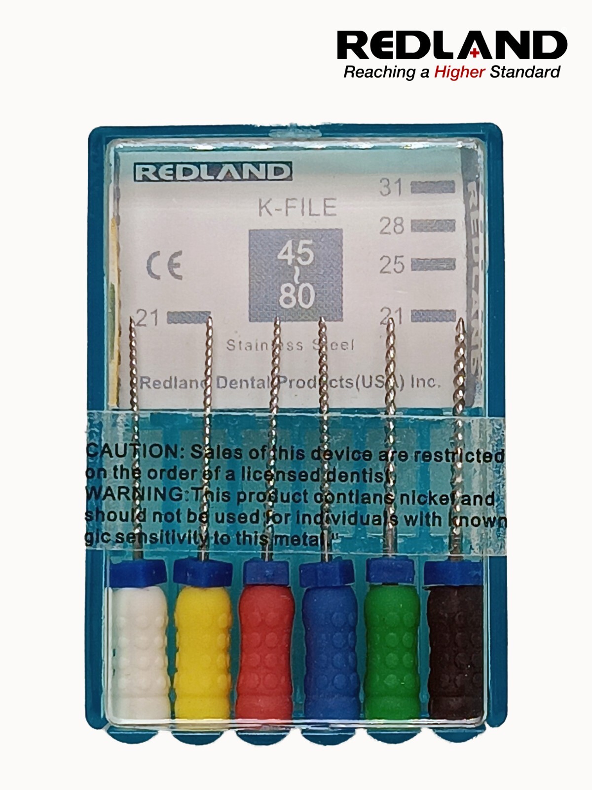 REDLAND Endodontic Root Canal K-file 21mm Size 45-80 (6 per pack)