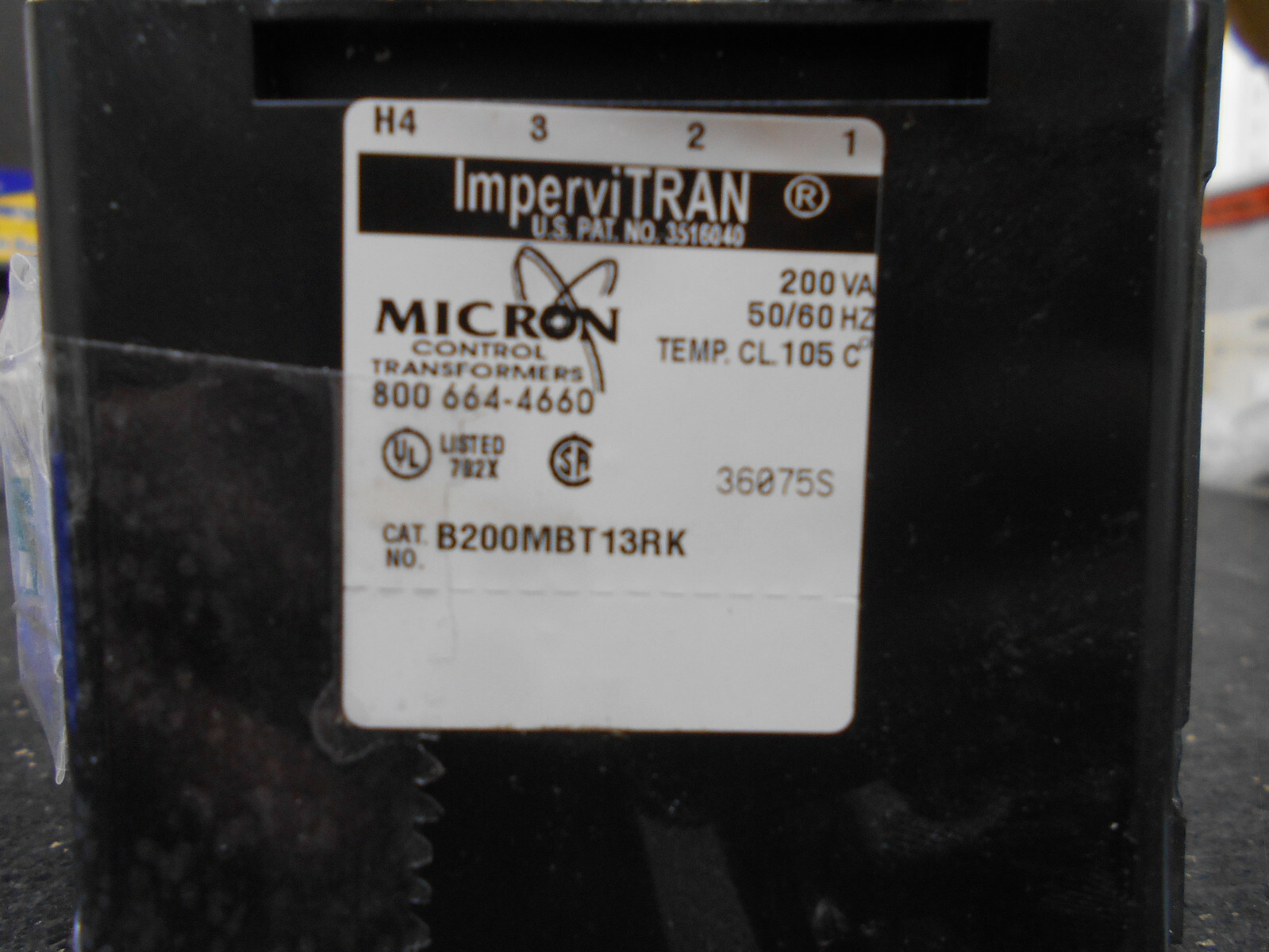 MICRON B200MBT13RK 200VA 50/60Hz IMPERVITRAN ELECTRIC CONTROL TRANSFORMER