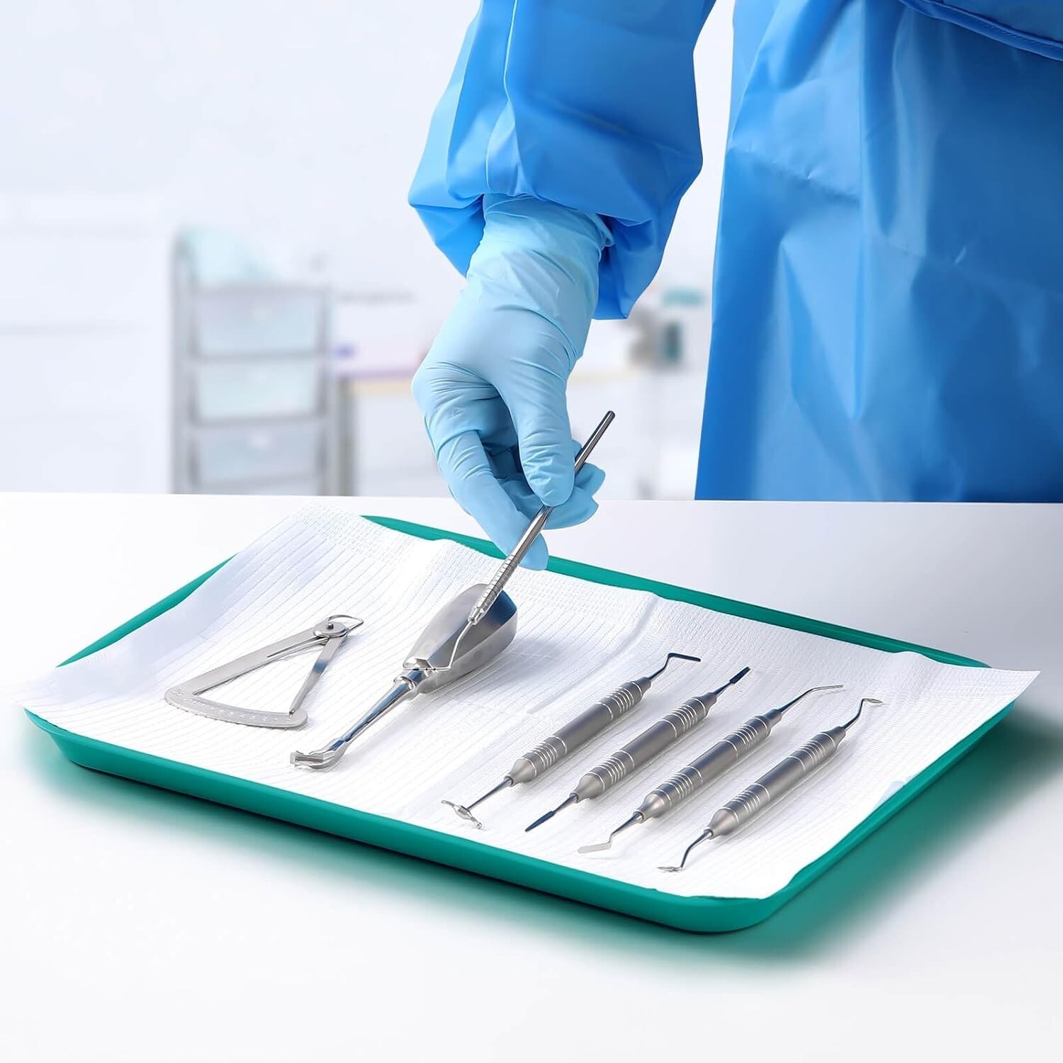 20Pcs Dental Trays Autoclavable Procedure Flat Trays Size B 13.25X9.75″, Teal