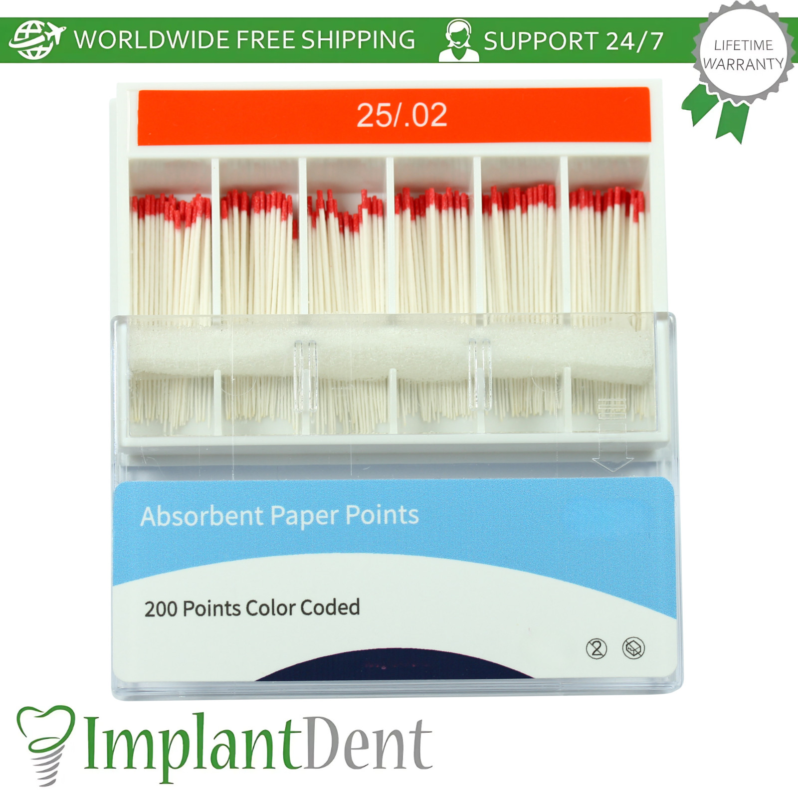 5x Dental Absorbent Paper Points 2% – 200pcs/Pack Fast Drying R0ot Canal Prep