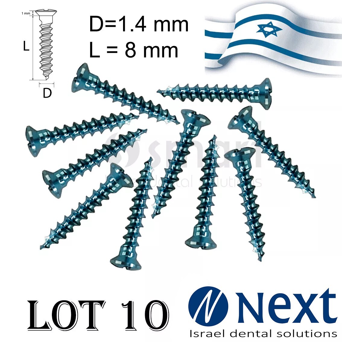 Lot x10 Screw titanium pin membrane Fixation Bone GBR Ø1.4 L8 tac
