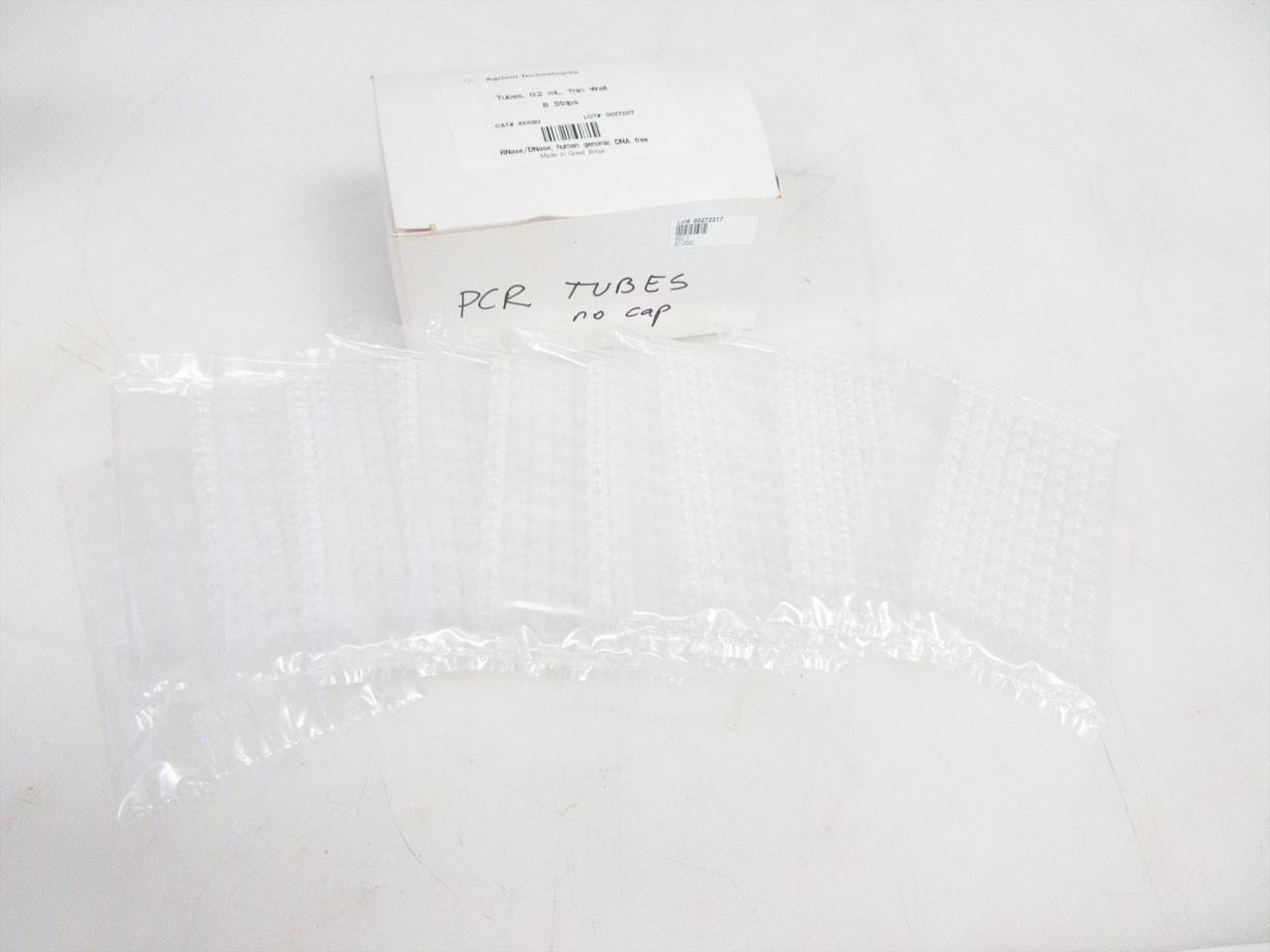 BOX OF 108 AGILENT TECHNOLOGIES 410092 TUBE STRIPS 0.2 mL THIN WALL