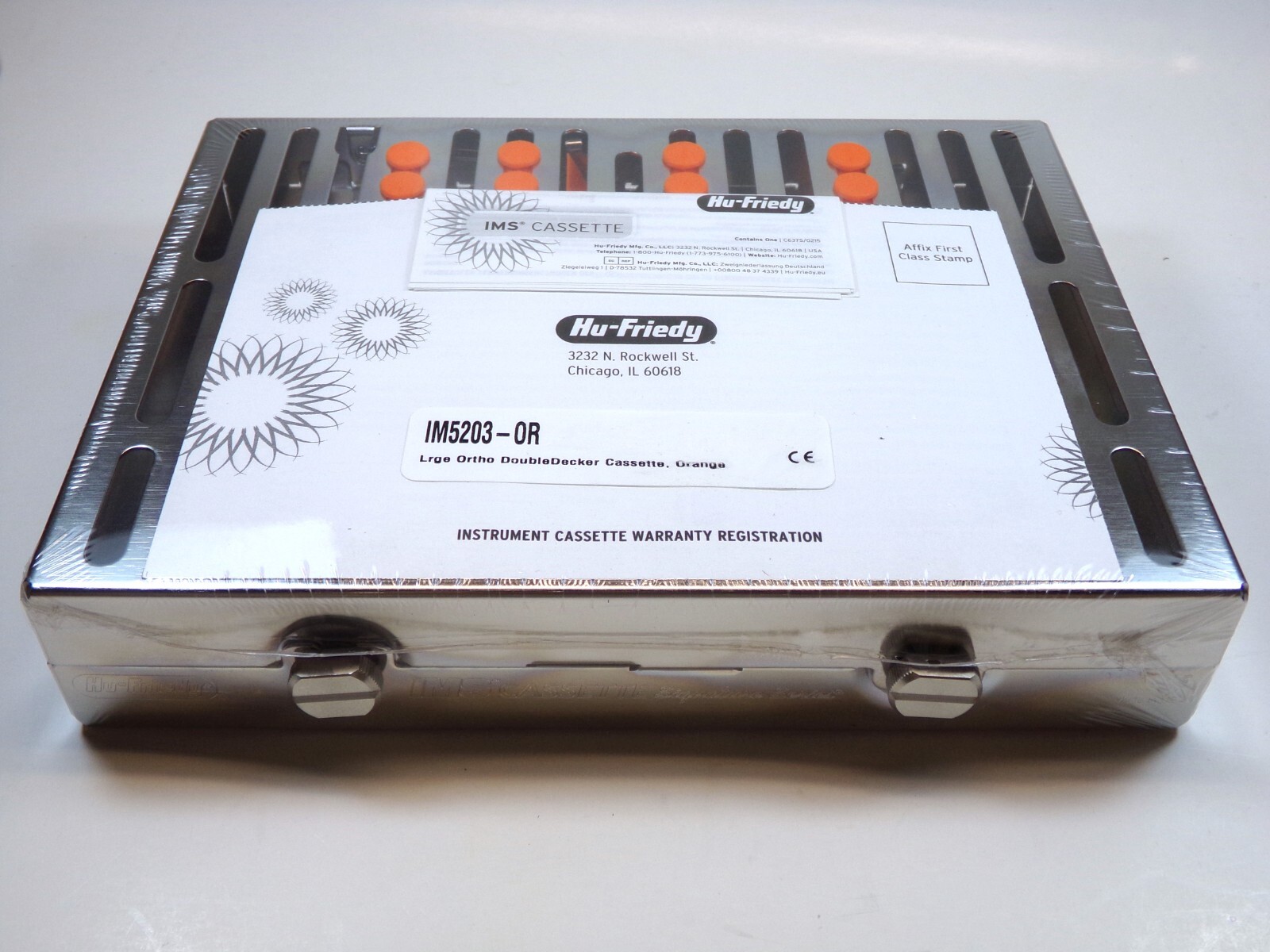 HU FRIEDY Large Double Decker Ortho Orange Cassette 6″ x 8″ x 1.5″ | IM5203-OR