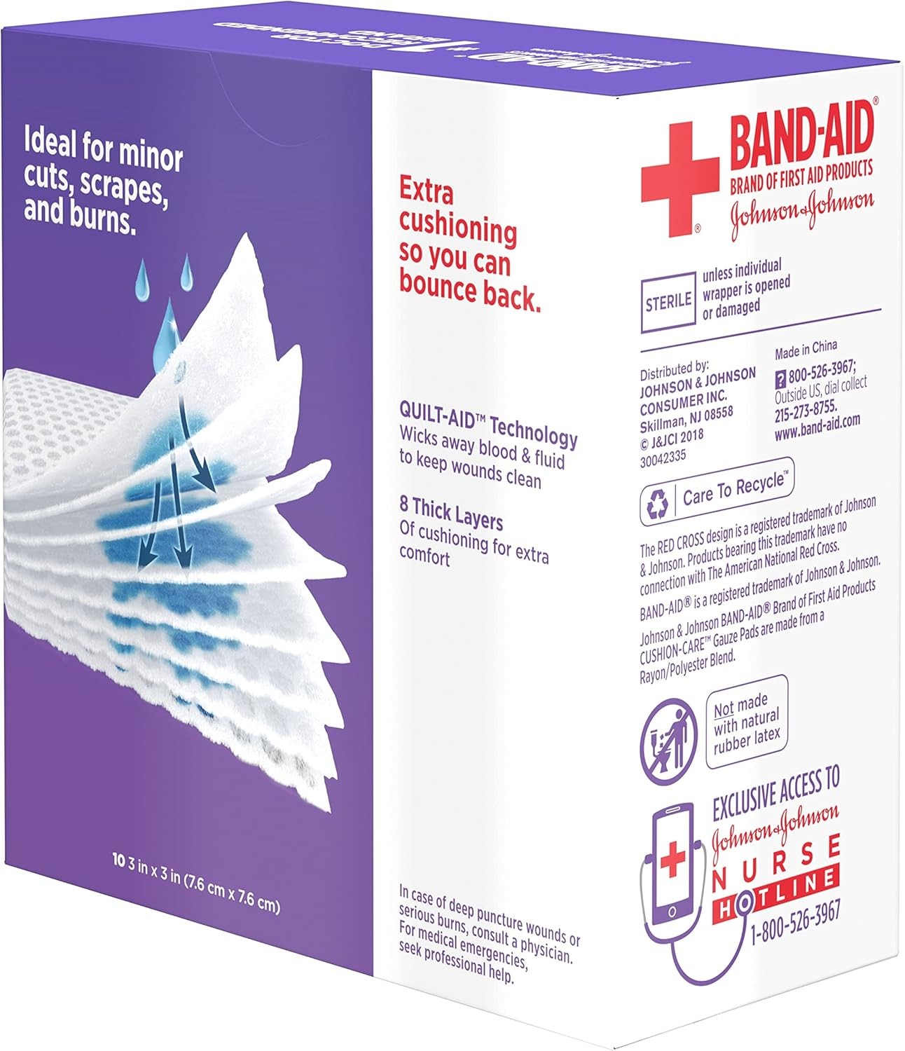 Band-Aid Brand Cushion Care Non-Stick Gauze Pads, 10 ct