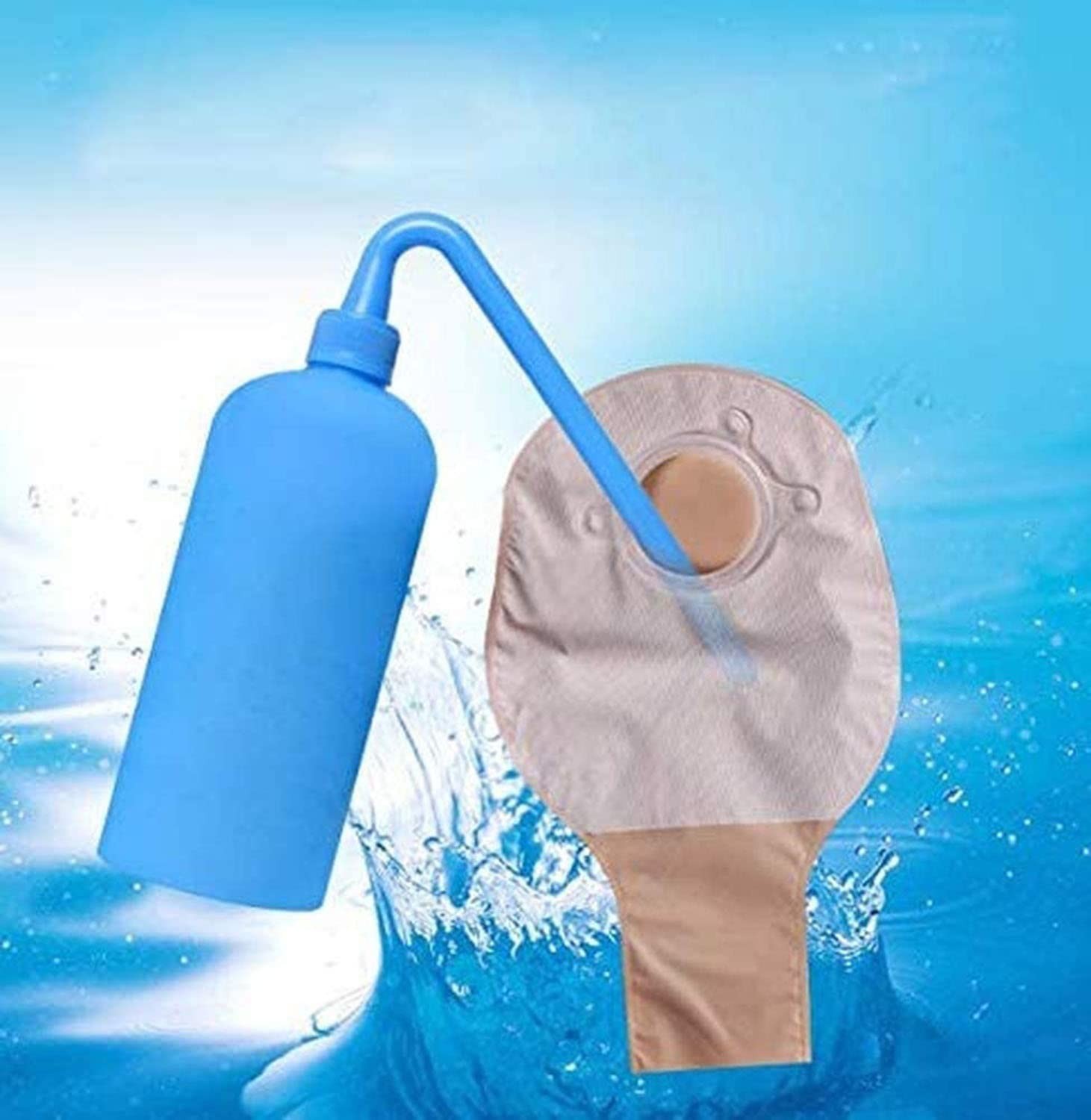 2PCS Colostomy Bag Cleaning Tool, Bottle for colostomy Blue