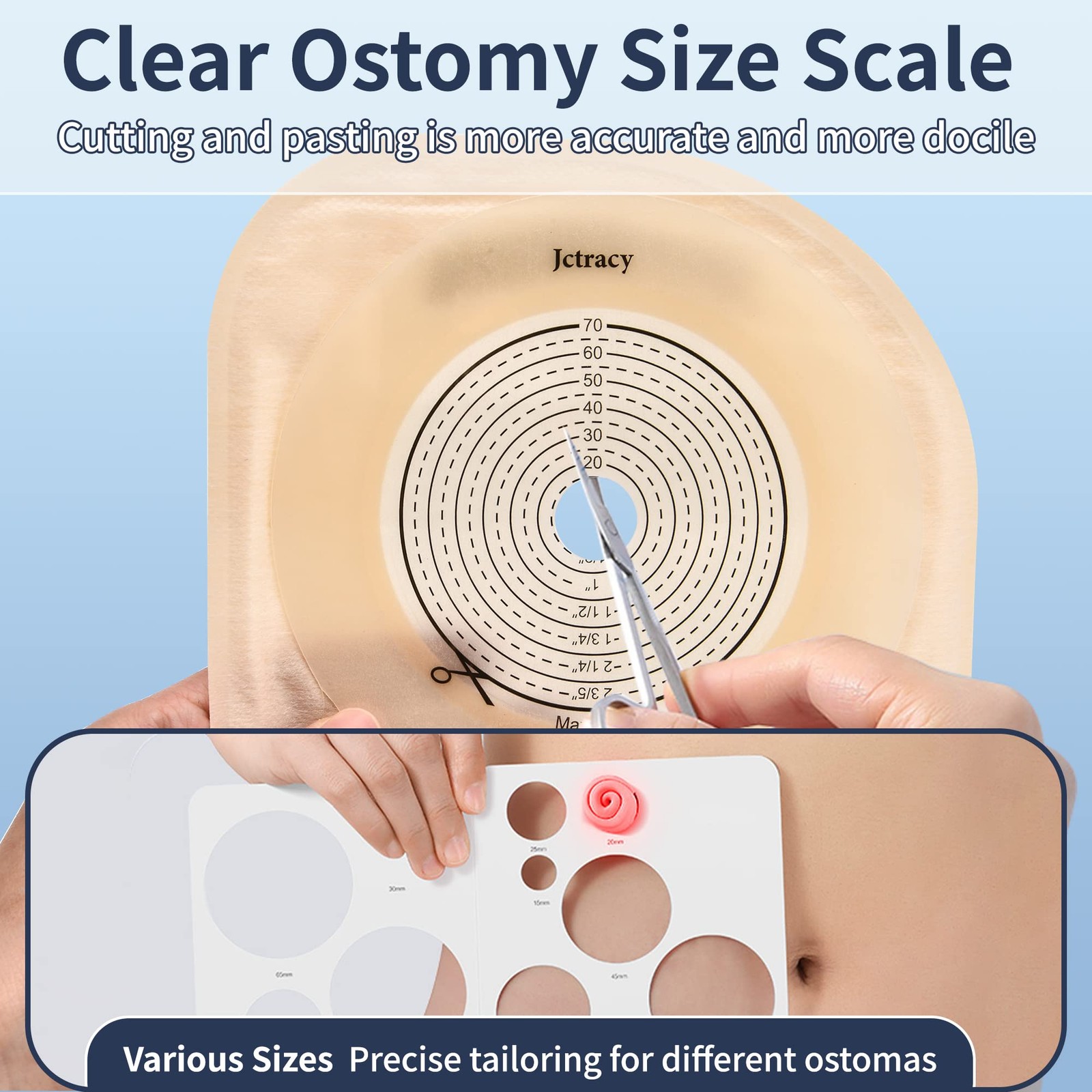 Jctracy Colostomy Bags,20PCS Ostomy Bags One-Piece 20-70mm, Oval