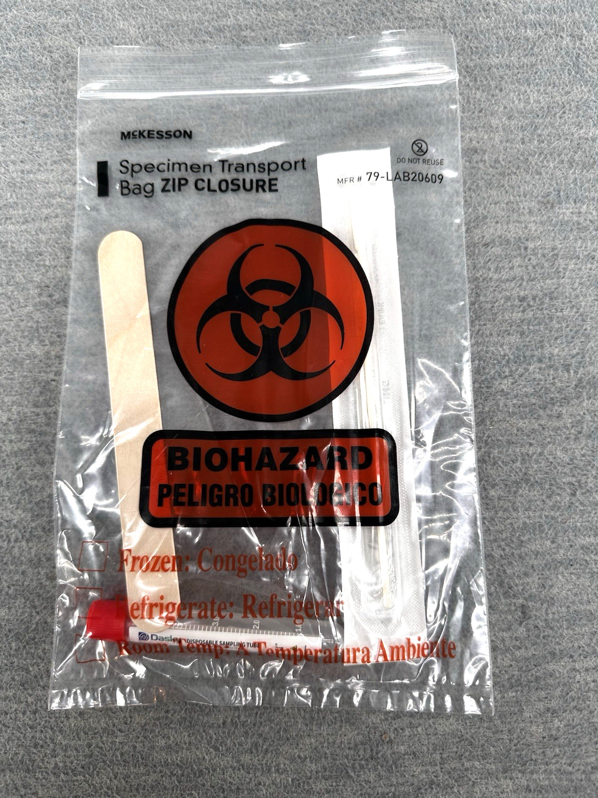McKESSON Biohazard Bags with Nasal Swab Collection Kits